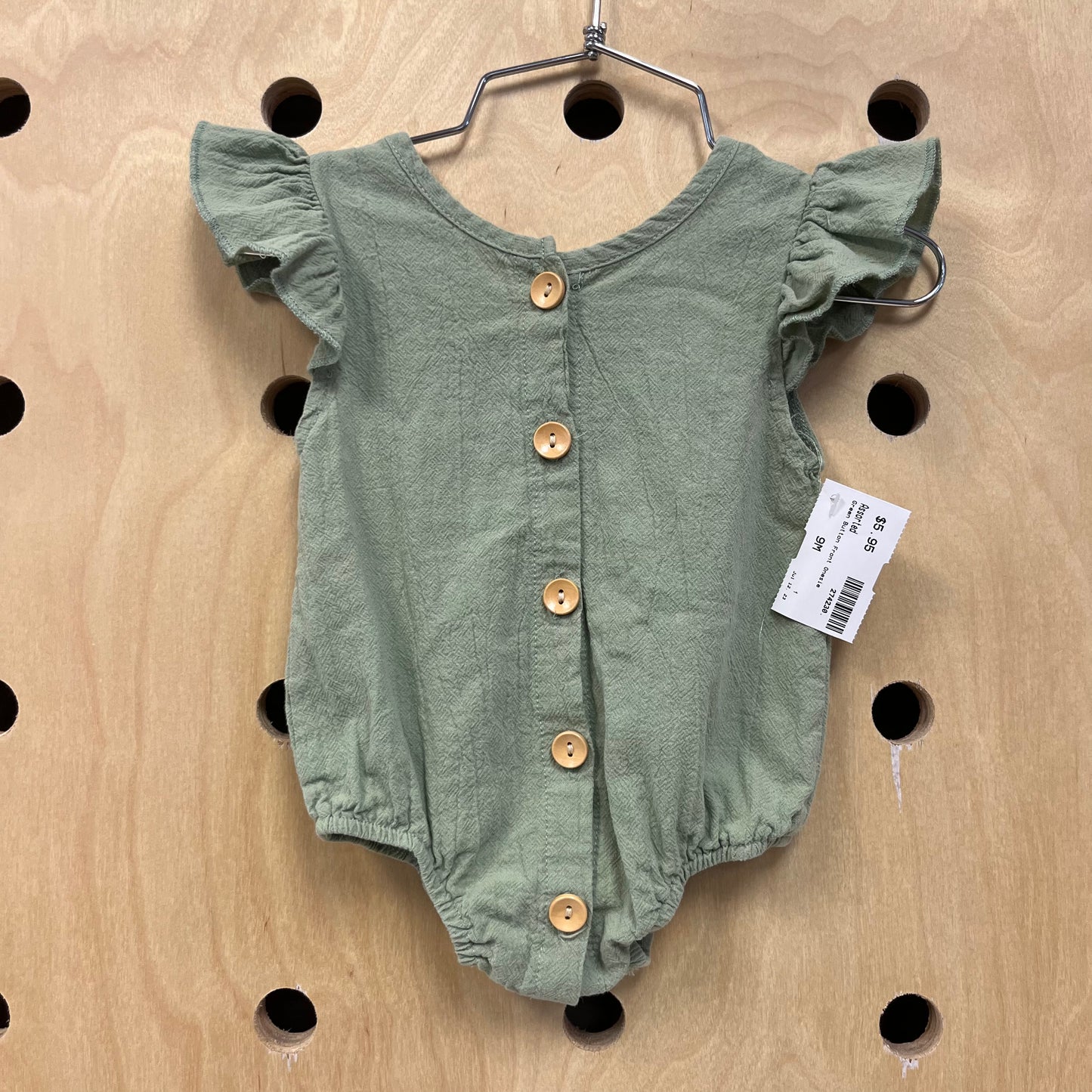 Green Button Front Onesie