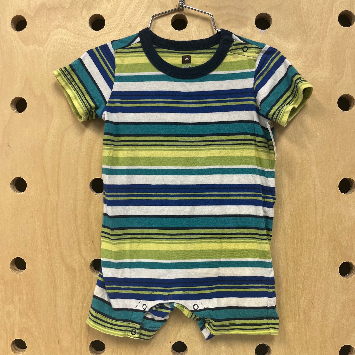 Blue & Green Striped Romper