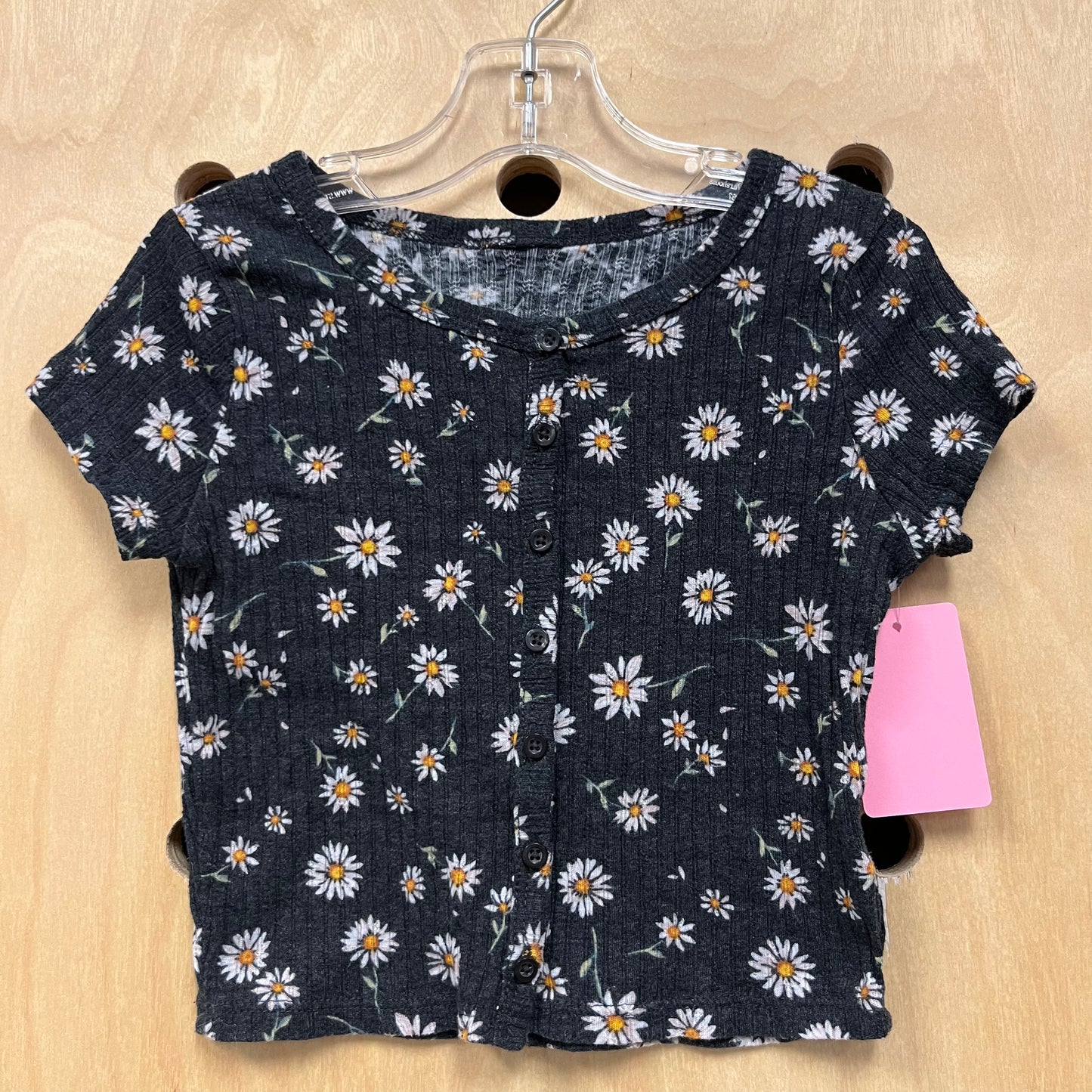 Black Ribbed Daisy Top