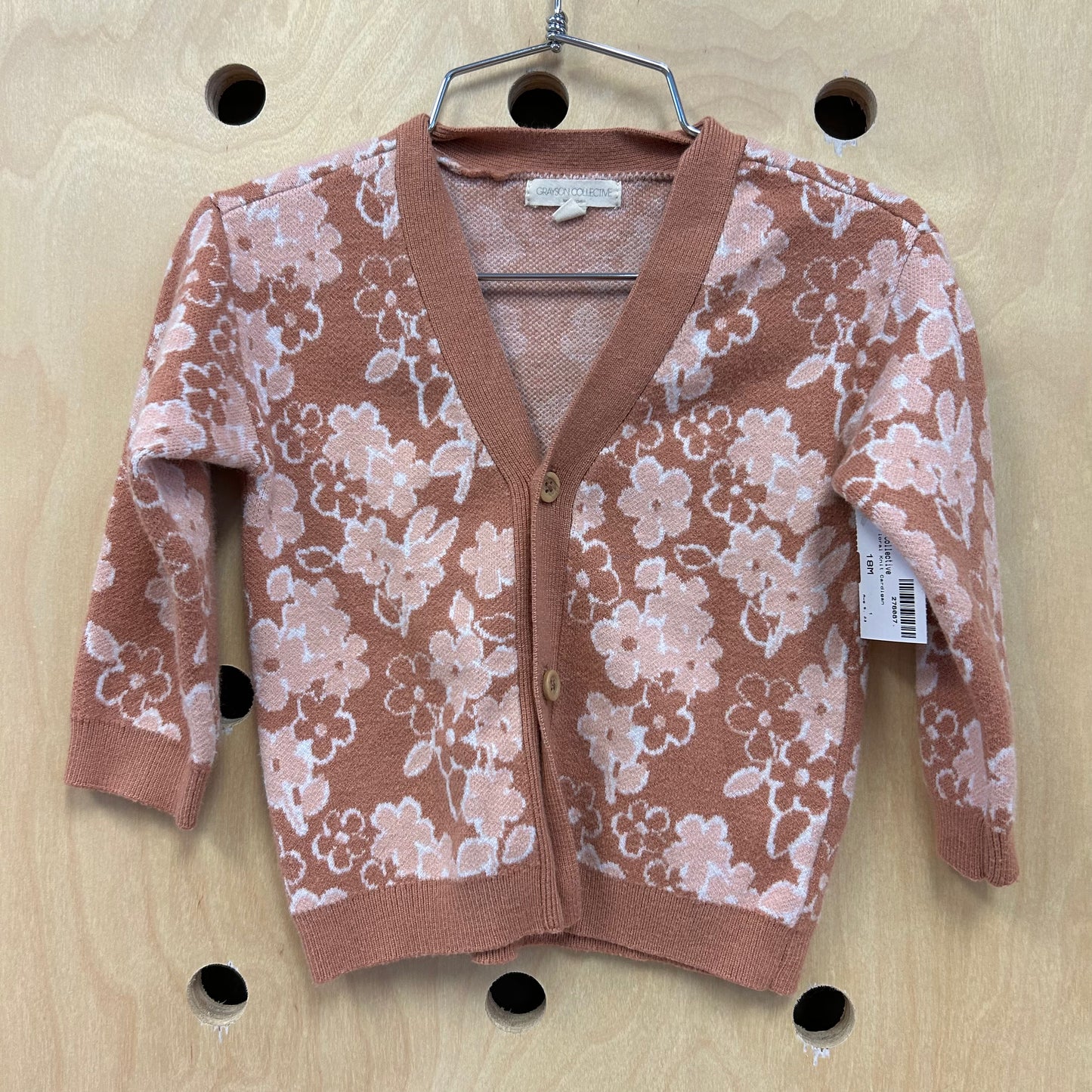 Brown Floral Knit Cardigan