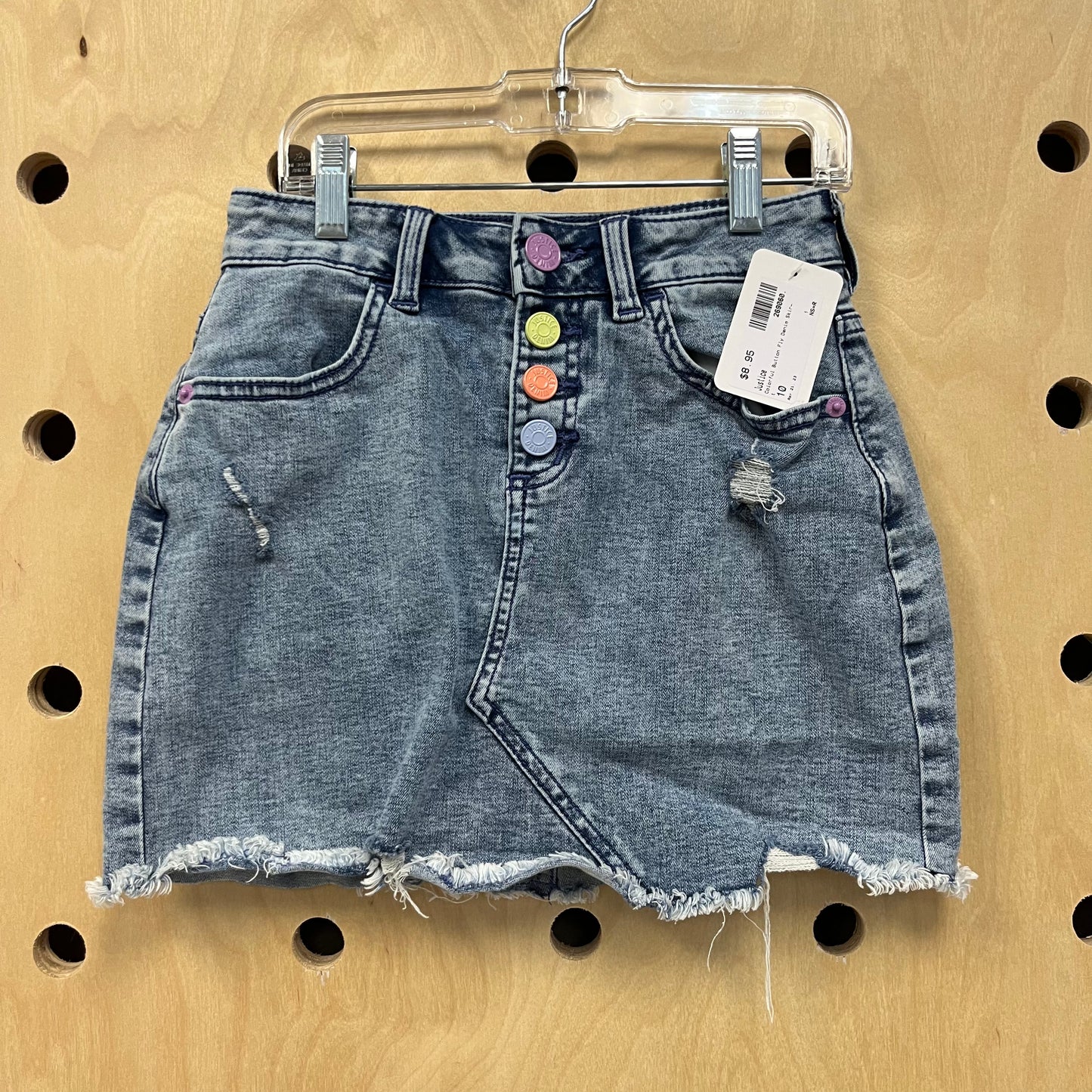 Colorful Button Fly Denim Skirt