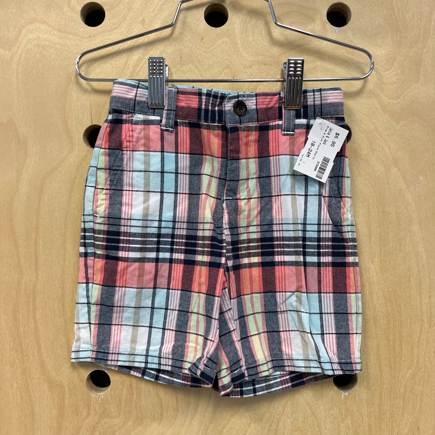 Blue & Pink Plaid Shorts