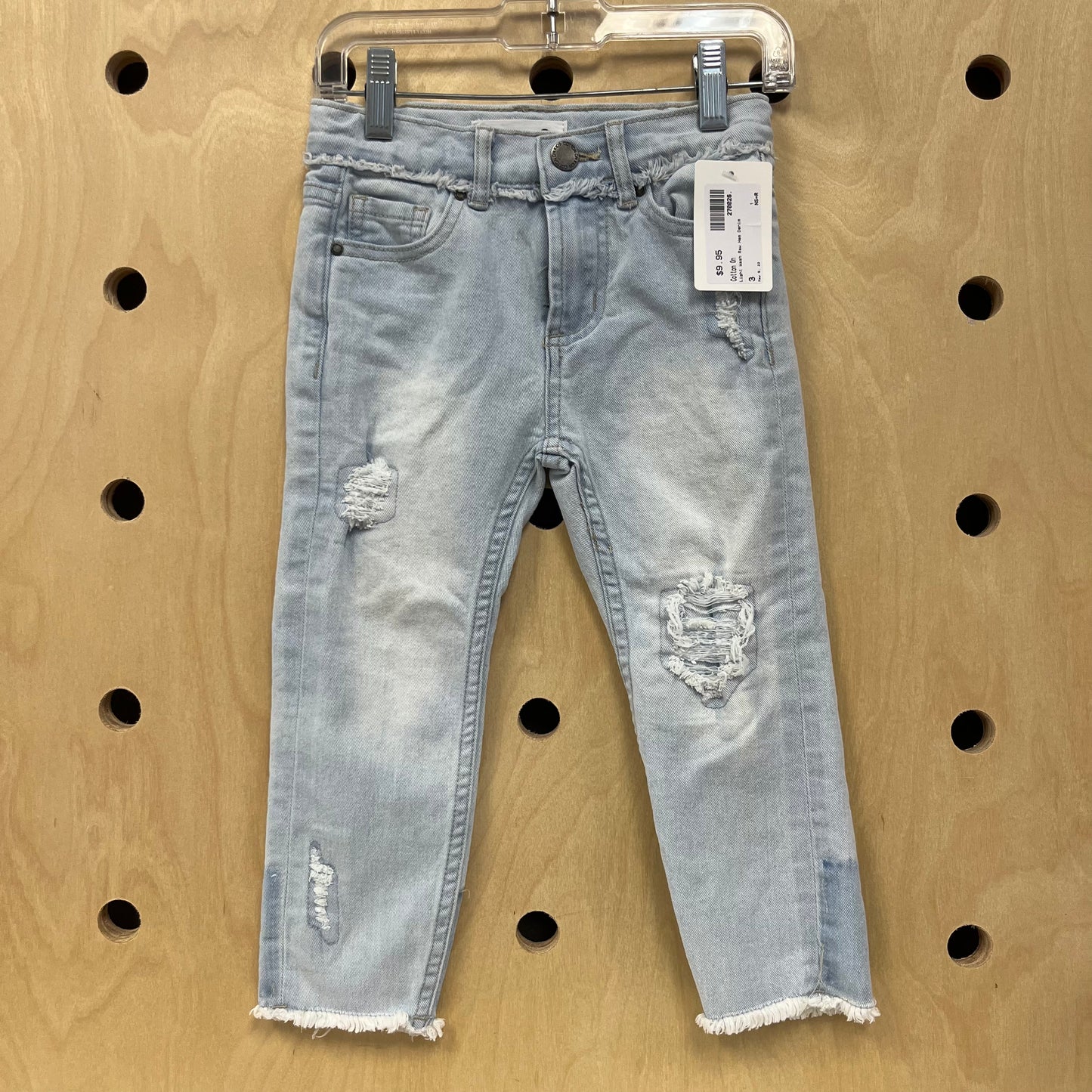 Light Wash Raw Hem Denim