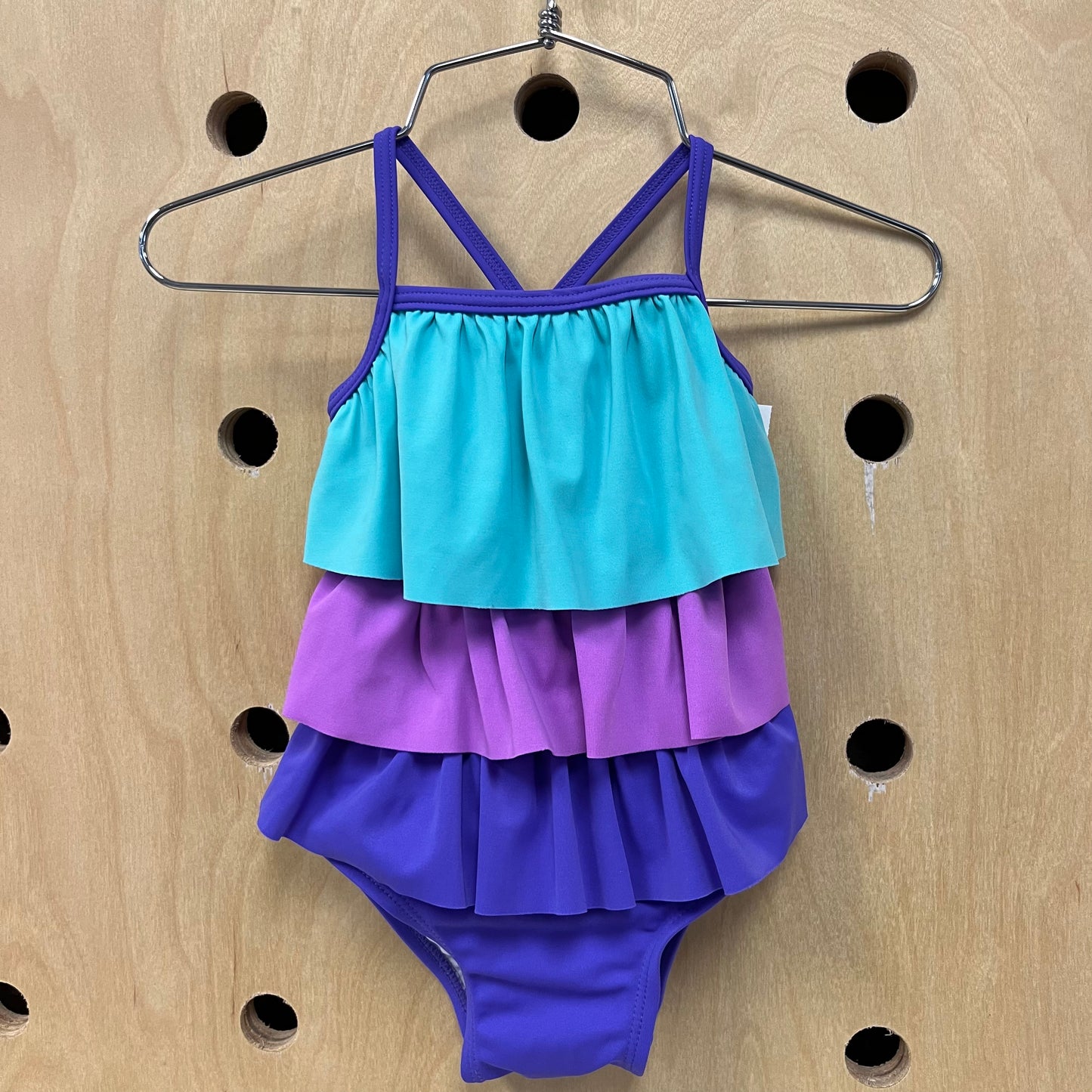 Purple+Teal Ruffle Swimsuit