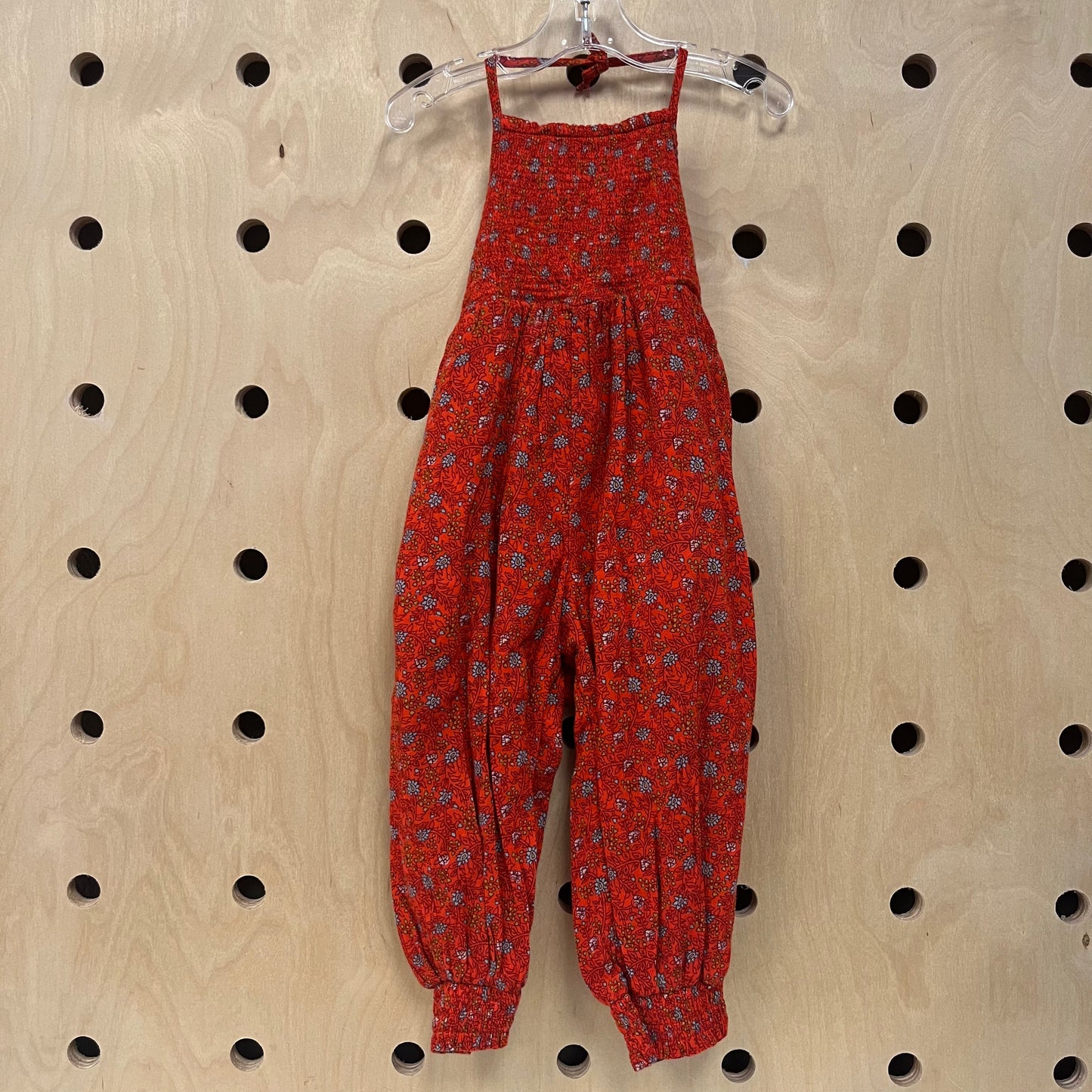 Red Floral Halter Romper