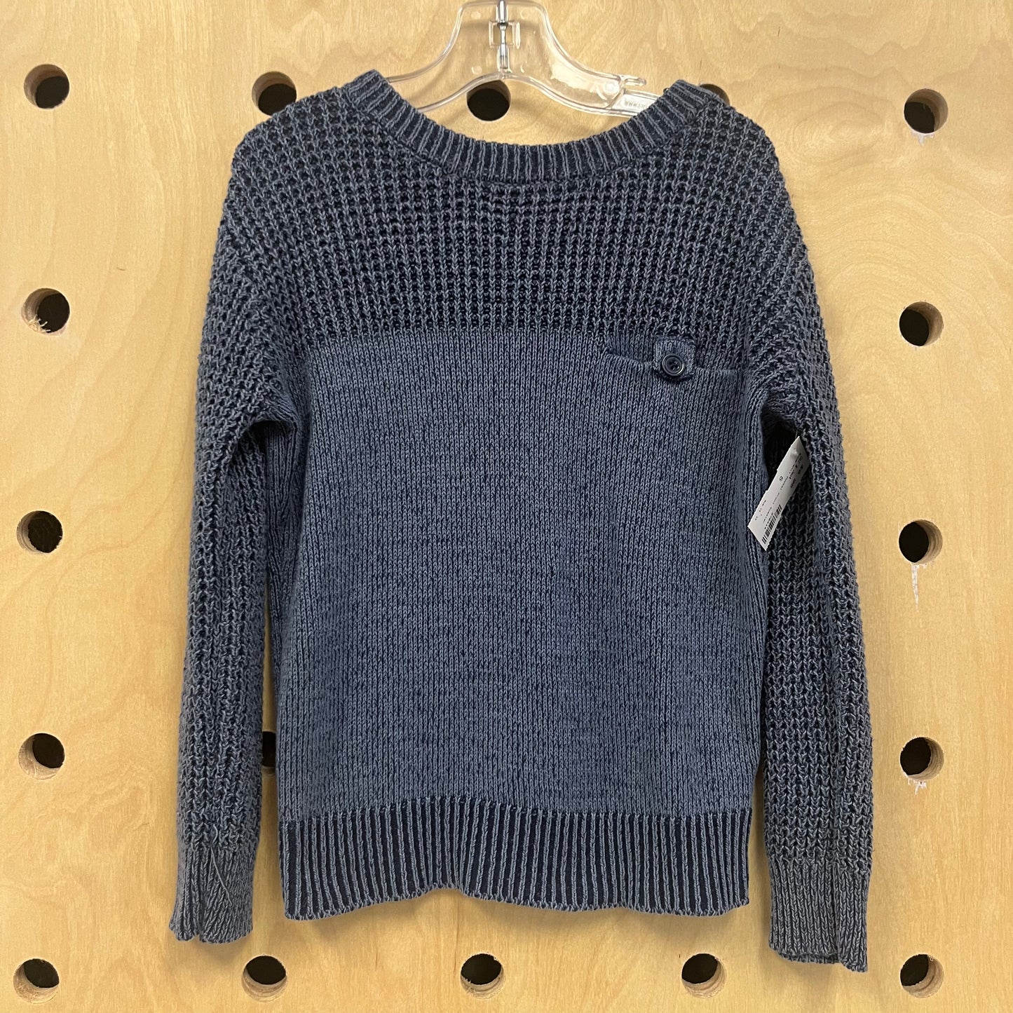 Blue Knit Pocket Front Sweater