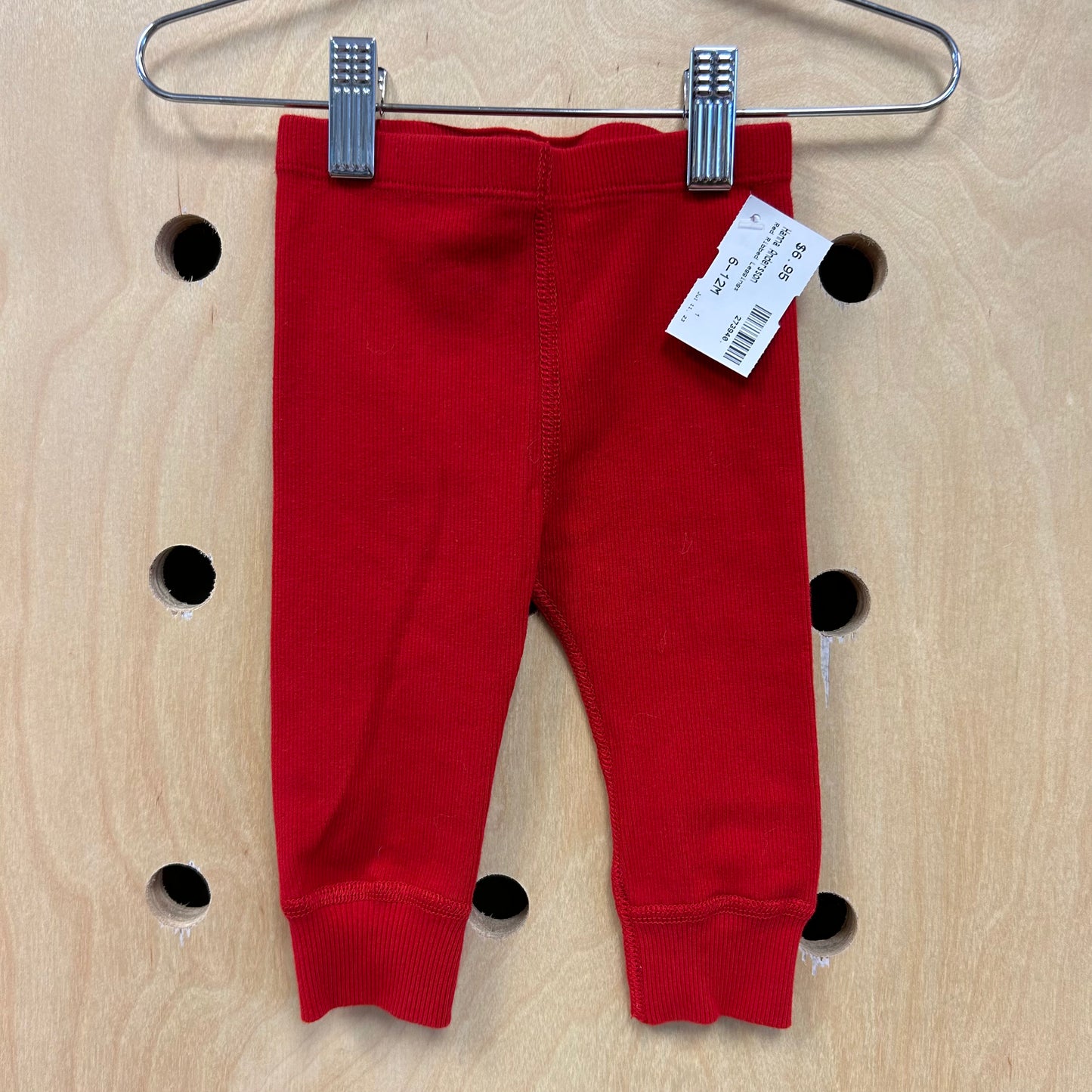 Red Ribbed Leggings