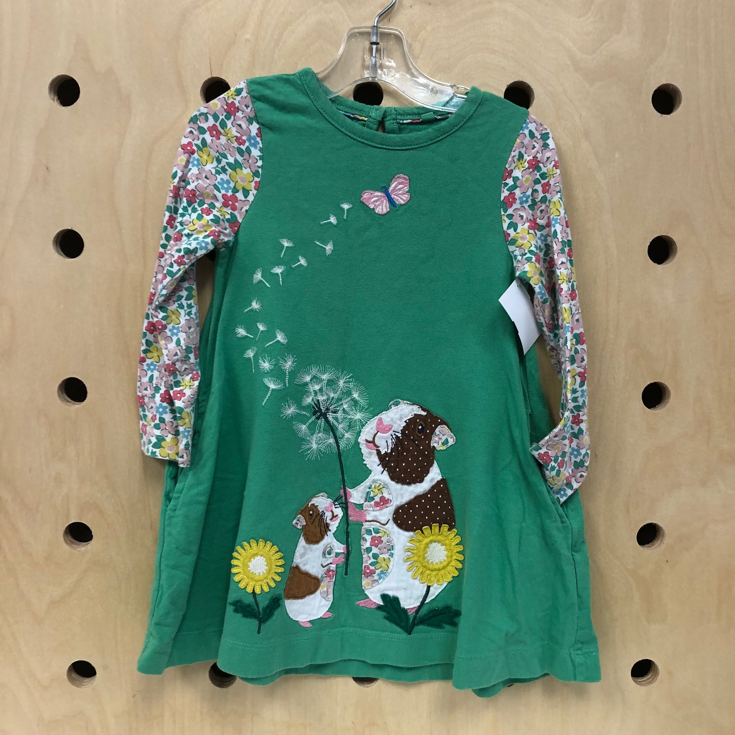 Green Floral Applique Dress