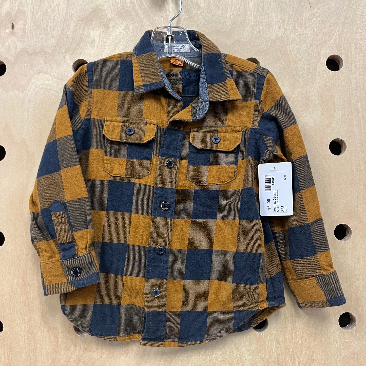 Tan+Blue Plaid Flannel