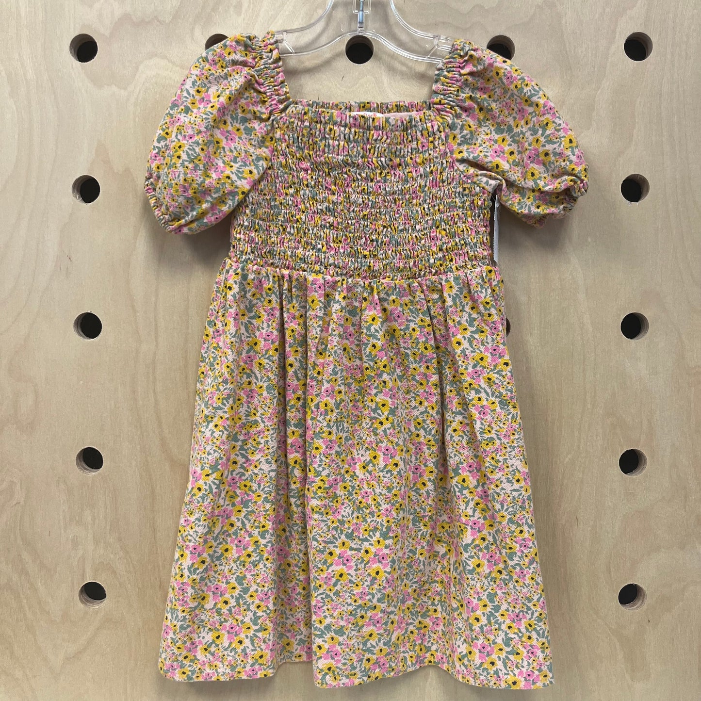 Peach Floral Smocked Dress