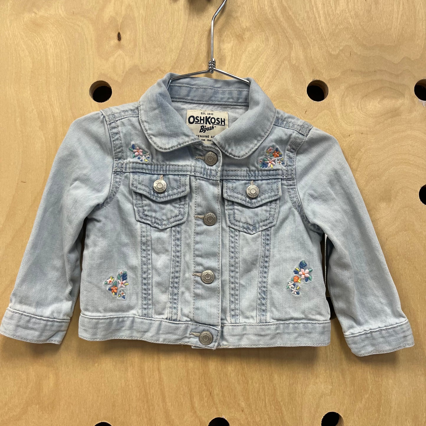 Lt Blue Denim Floral Applique Jacket