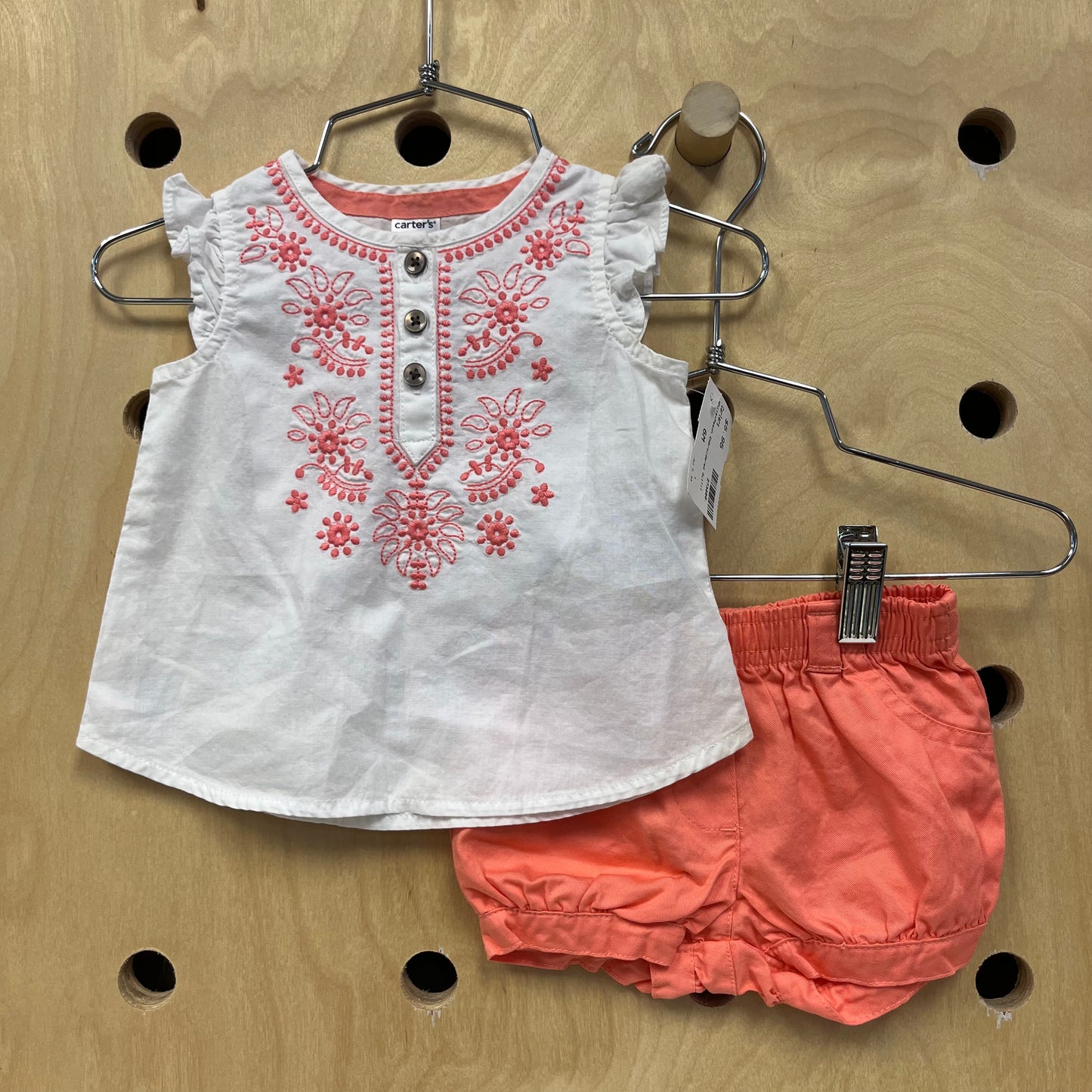White+Peach Embroidered Outfit