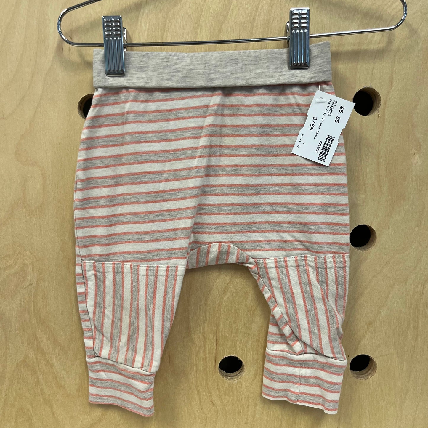 Red & Grey Striped Pants