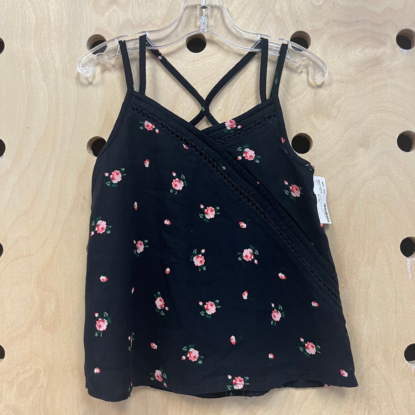 Black Floral Rose Tank Top
