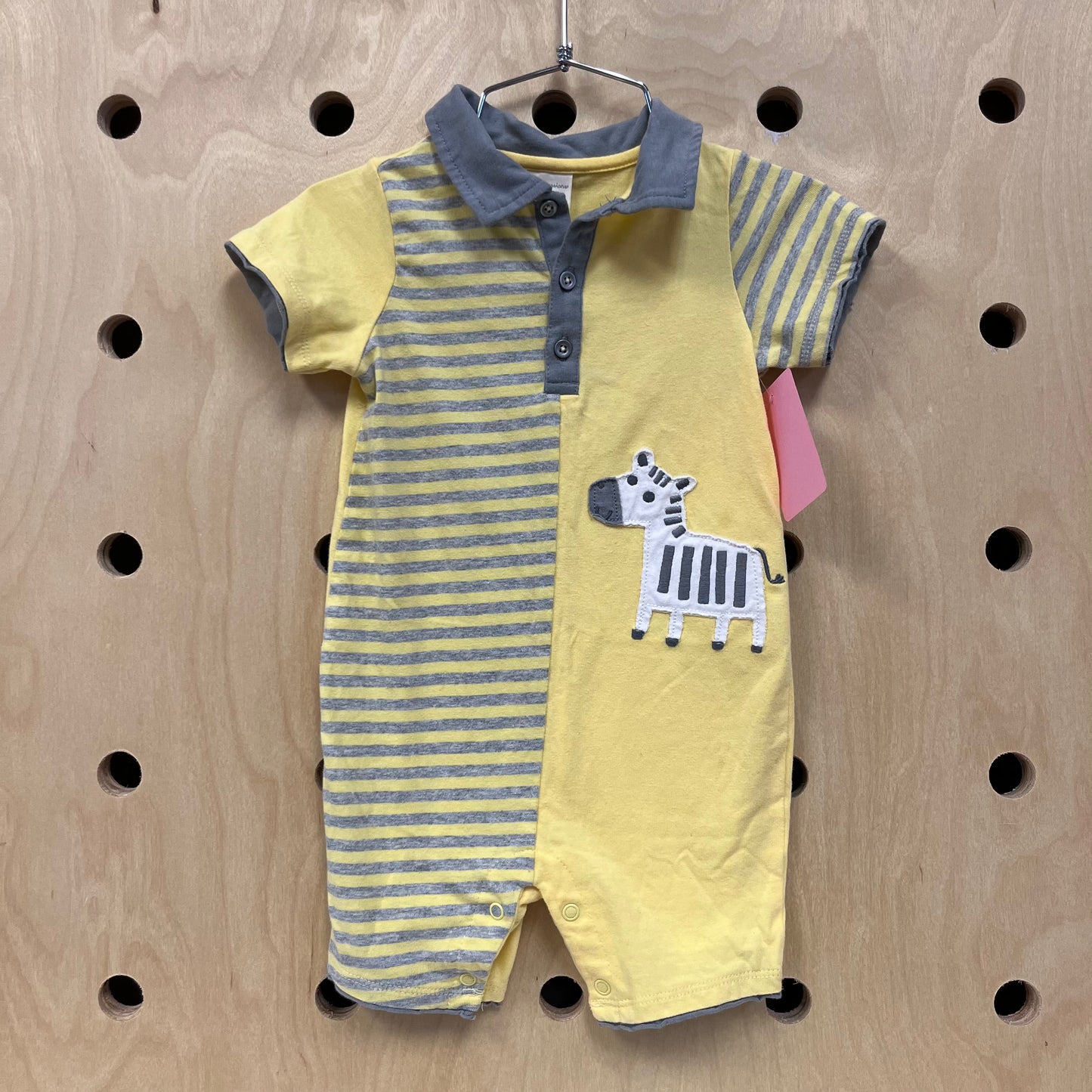 Yellow+Grey Zebra Polo Romper