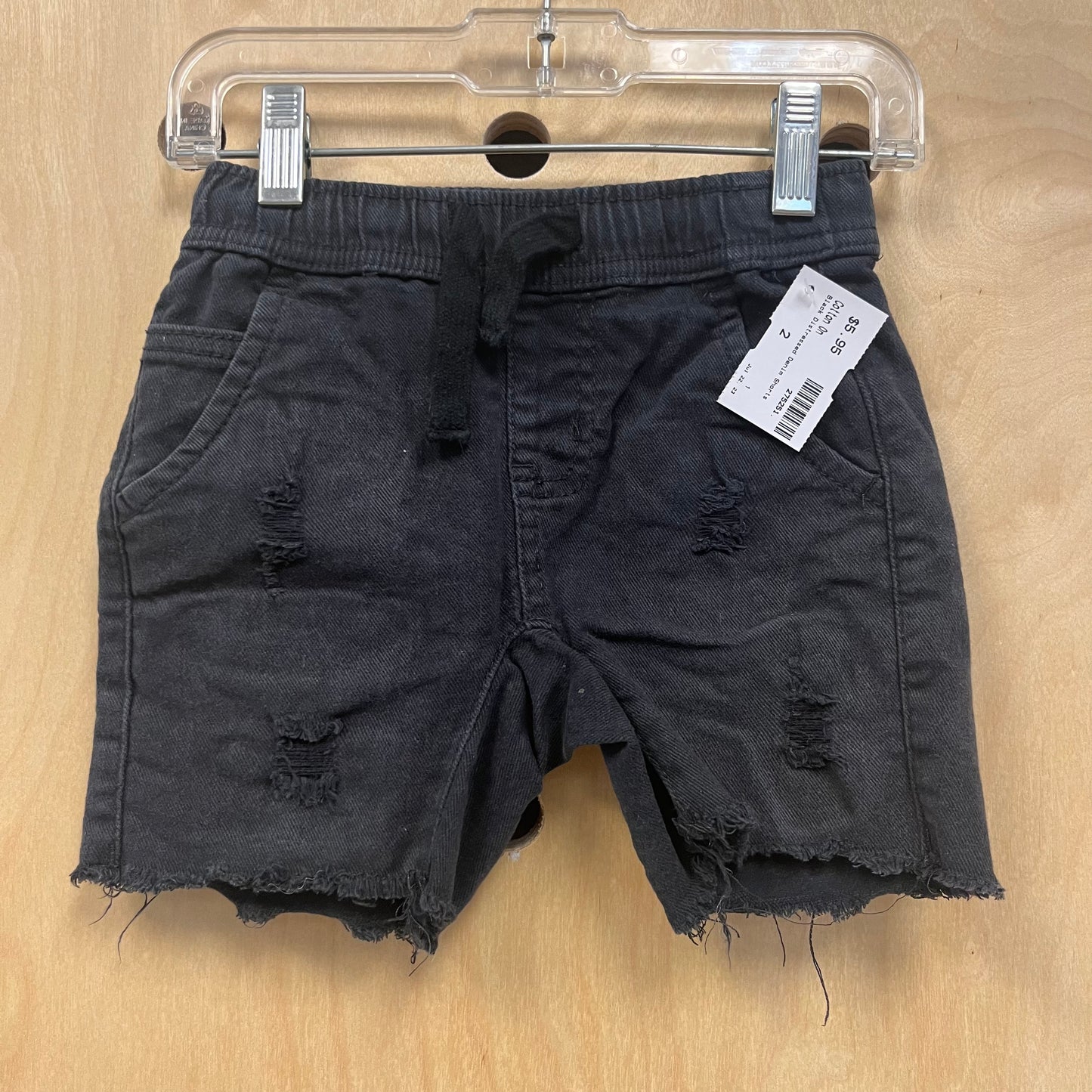 Black Distressed Denim Shorts