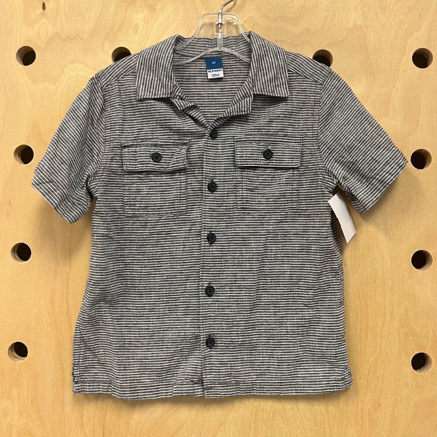 Grey Striped Button Up Shirt
