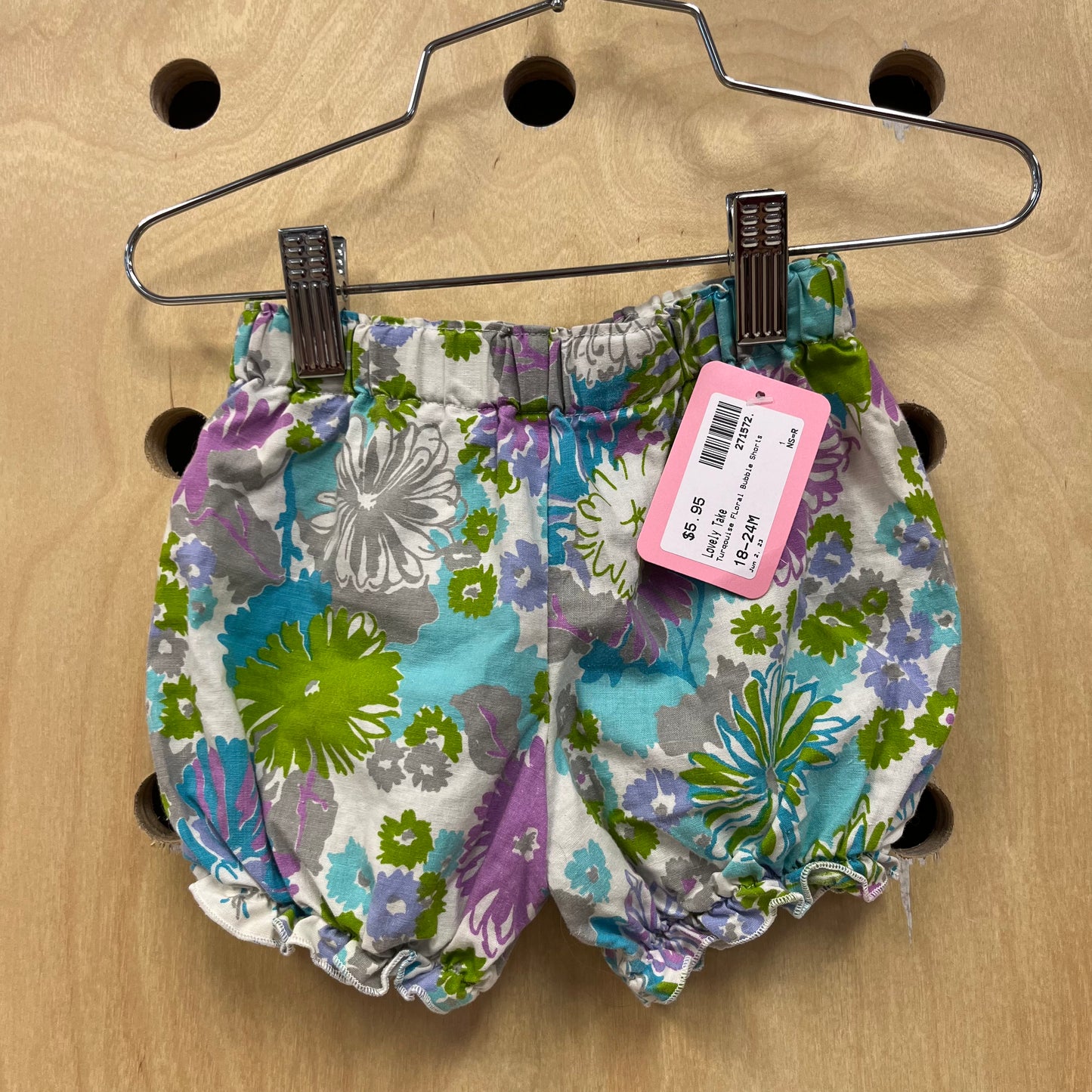 Turqouise Floral Bubble Shorts