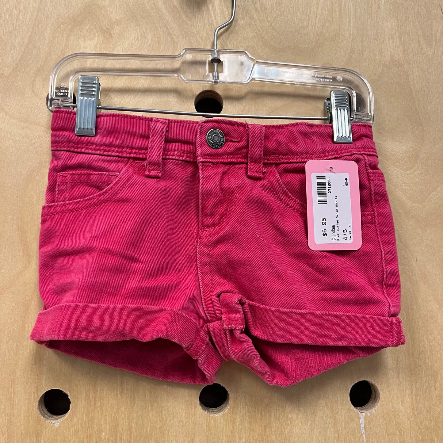 Pink Cuffed Denim Shorts
