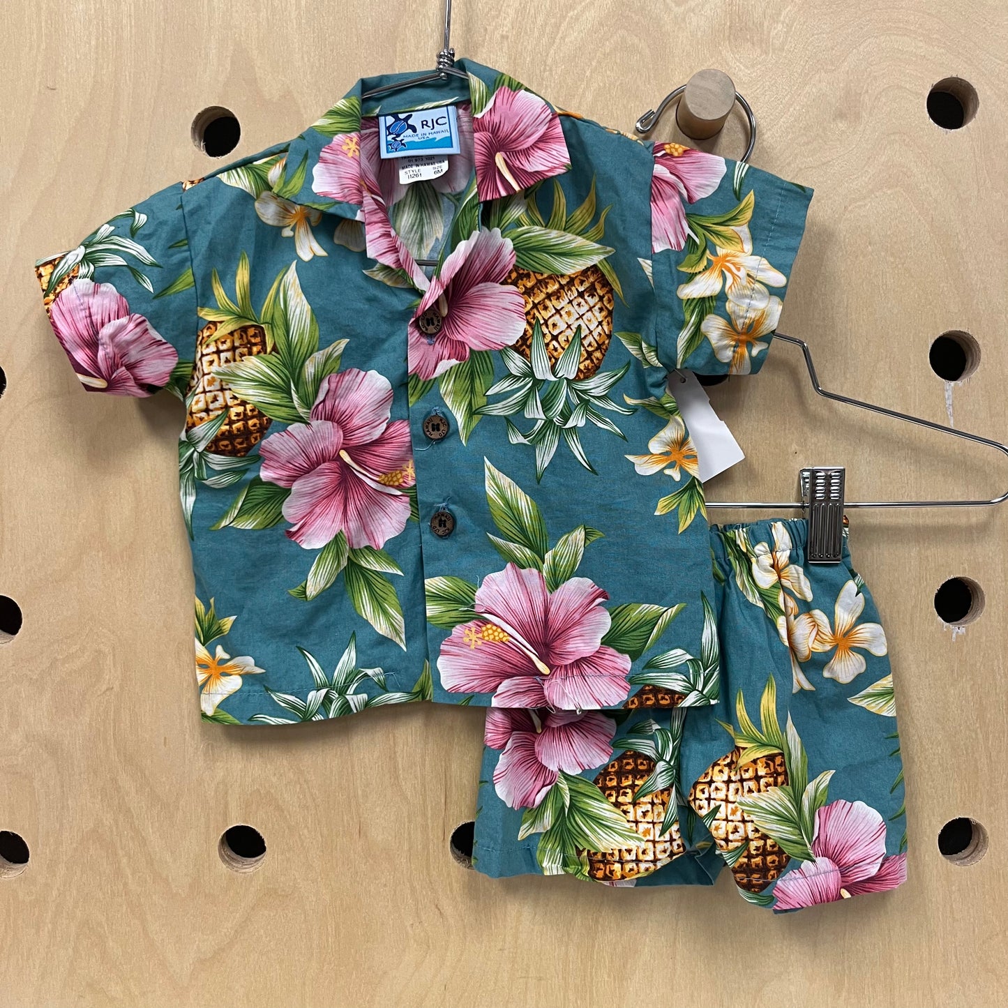 Blue Pineapple Hawaiian Shirt Set