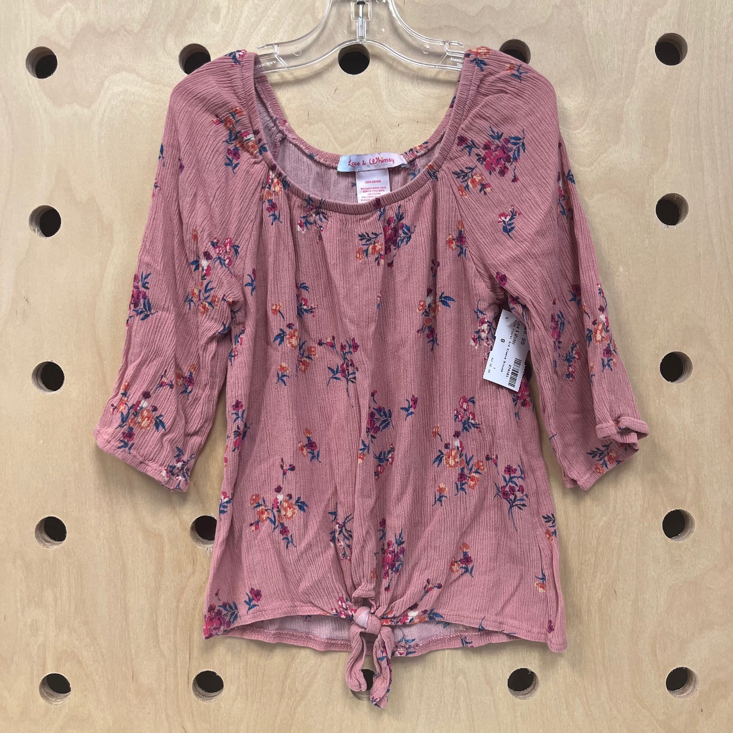 Pink Floral 3/4 Sleeve Top