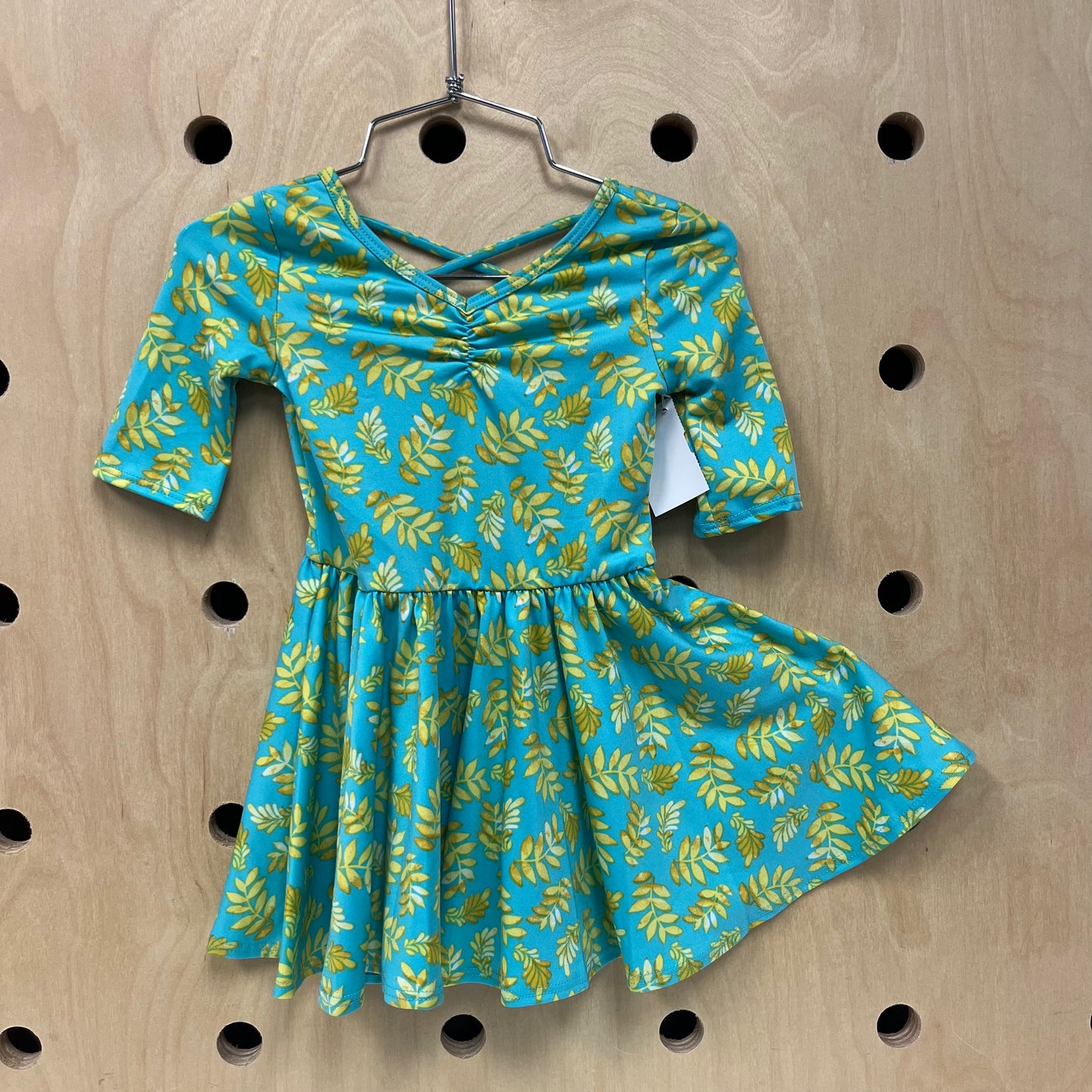 Teal Leaves Twirl Dress