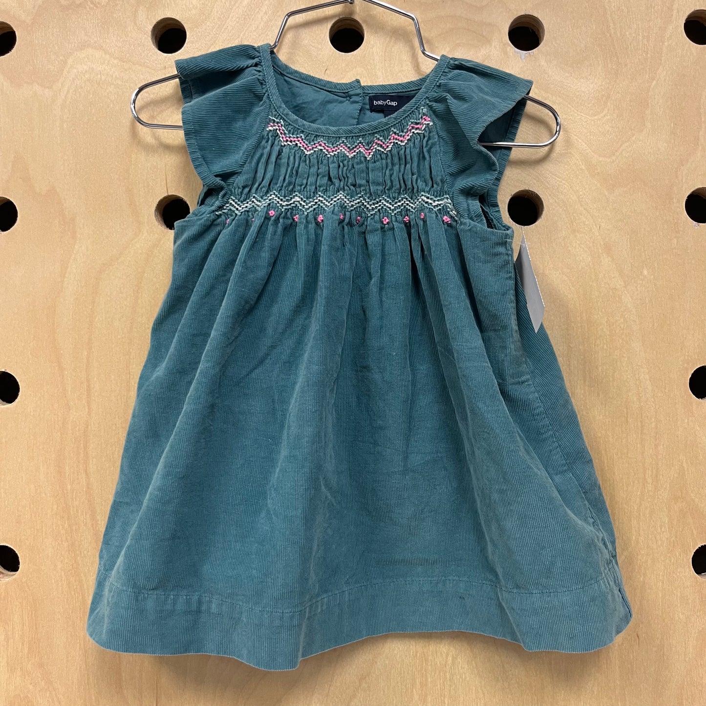Blue & Pink Cord Smocked Dress