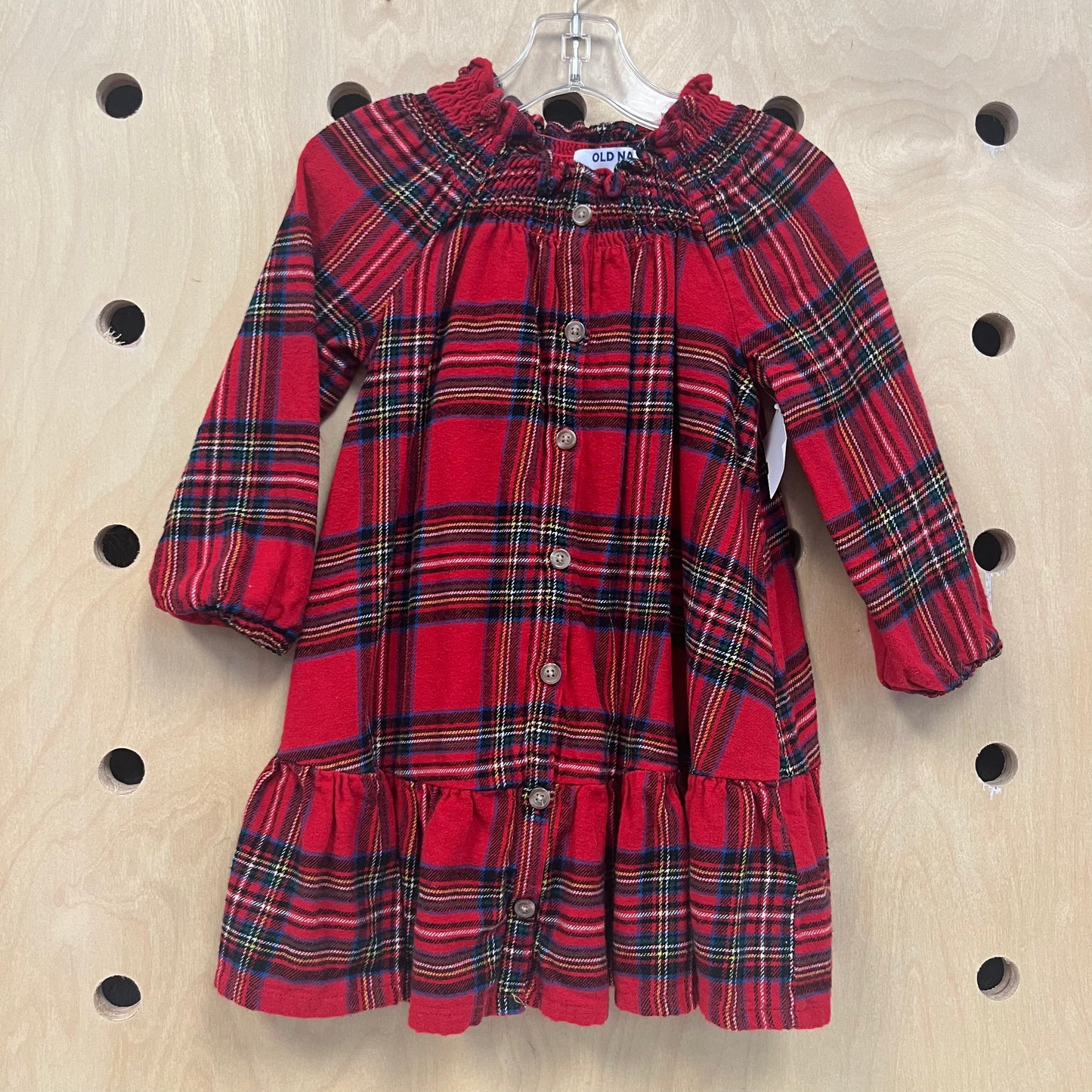Red Flannel Button Down Dress