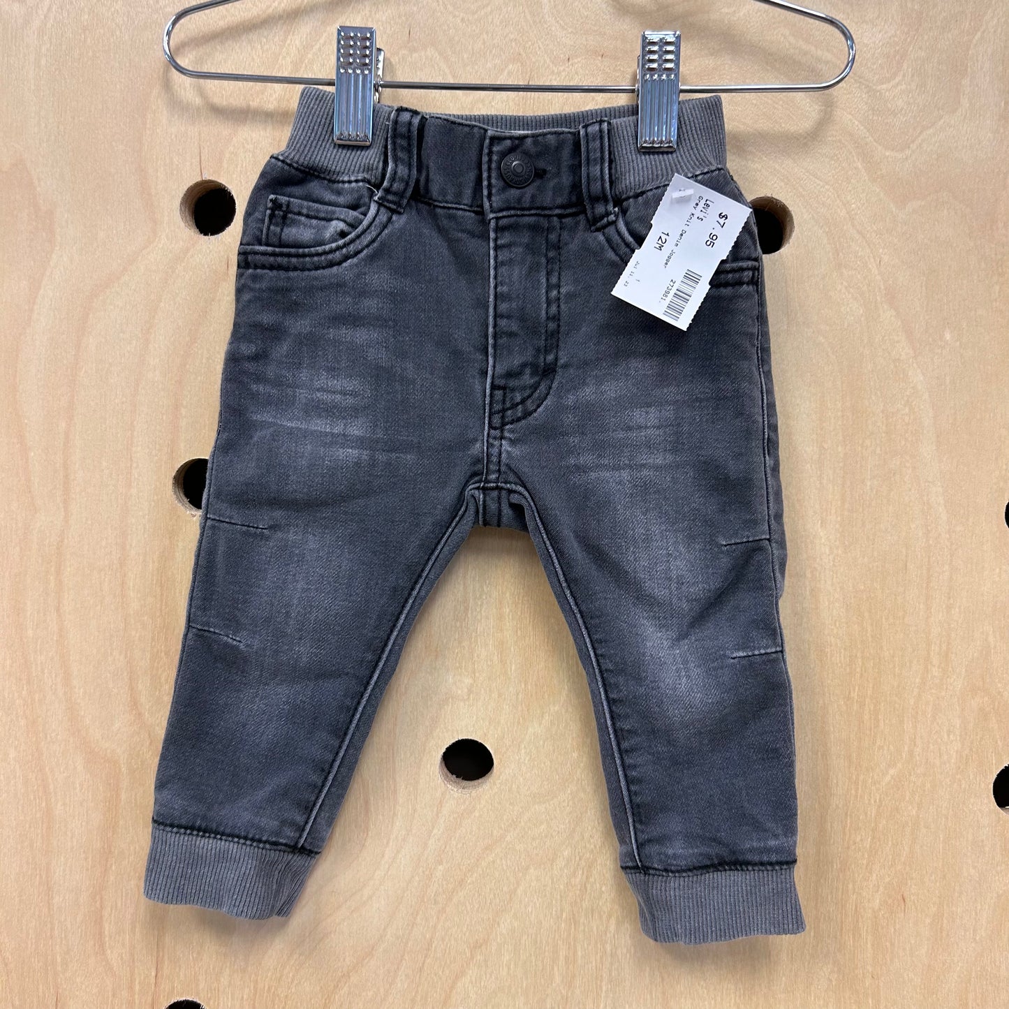 Grey Knit Denim Jogger