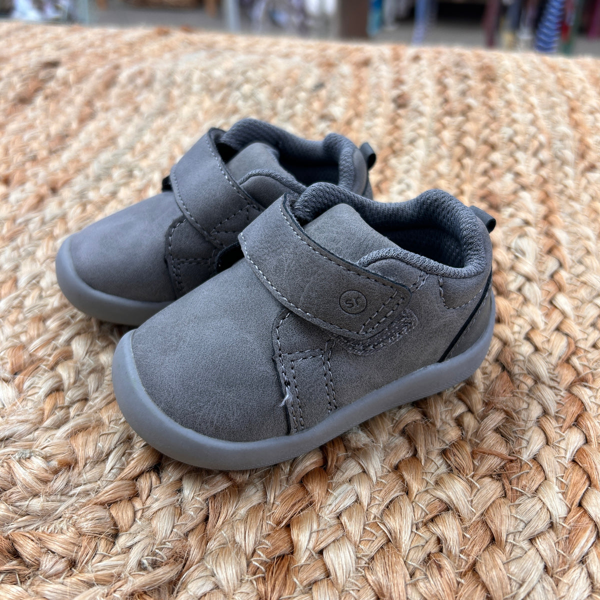 Grey Velcro First Walking Shoes