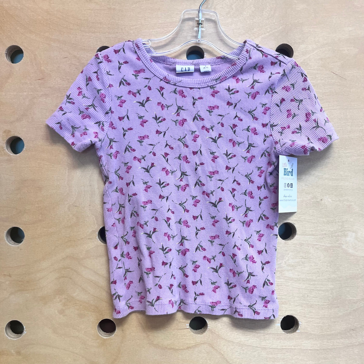 Purple Ribbed Floral Tee