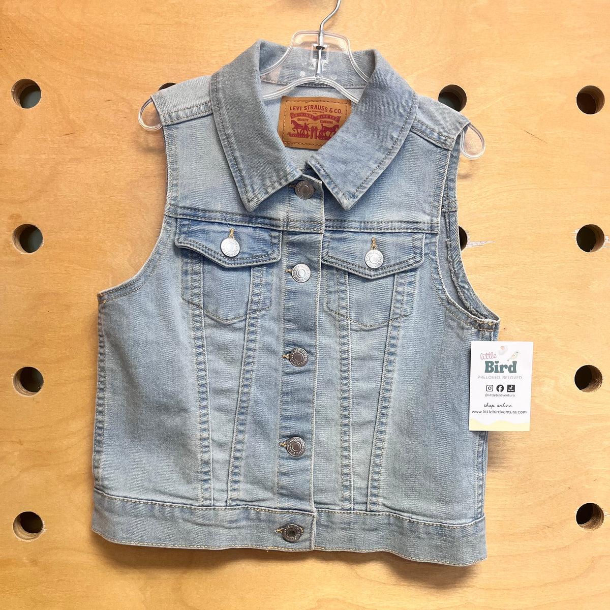Light Wash Denim Button Vest