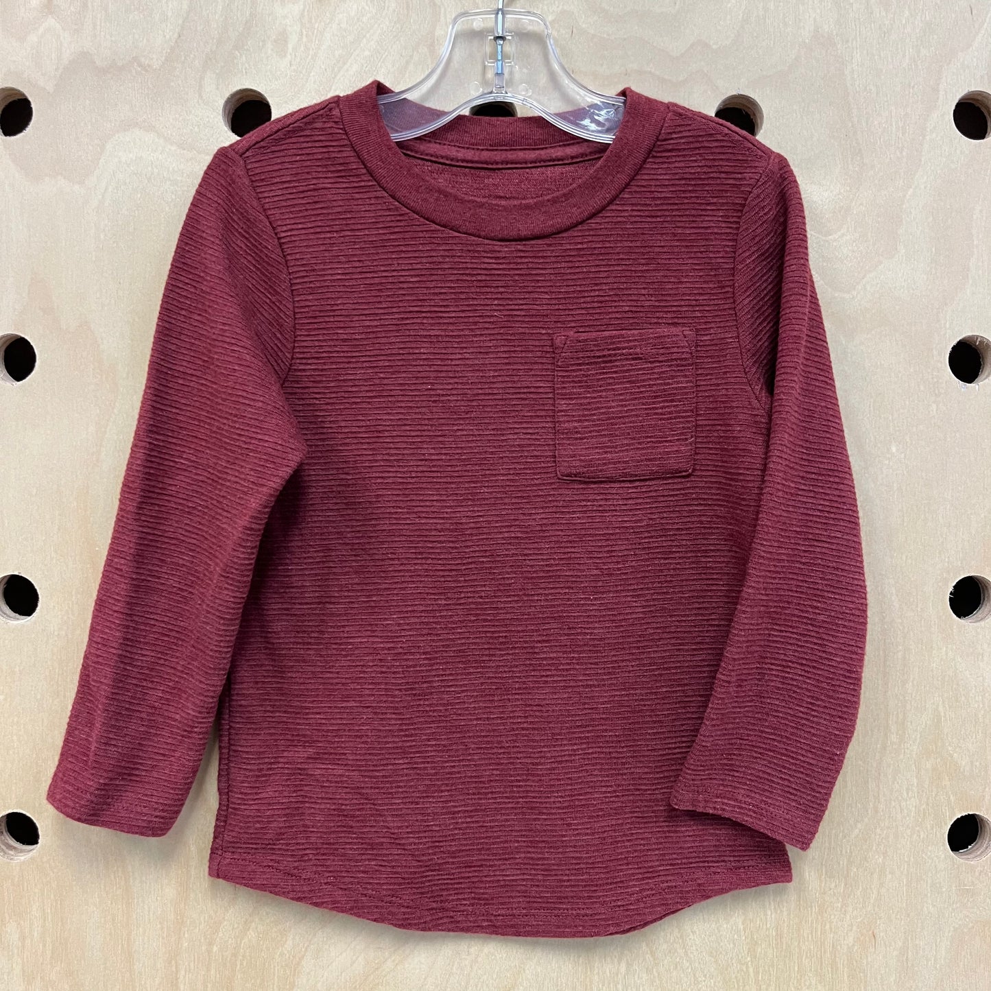 Burgundy Pocket LS Tee