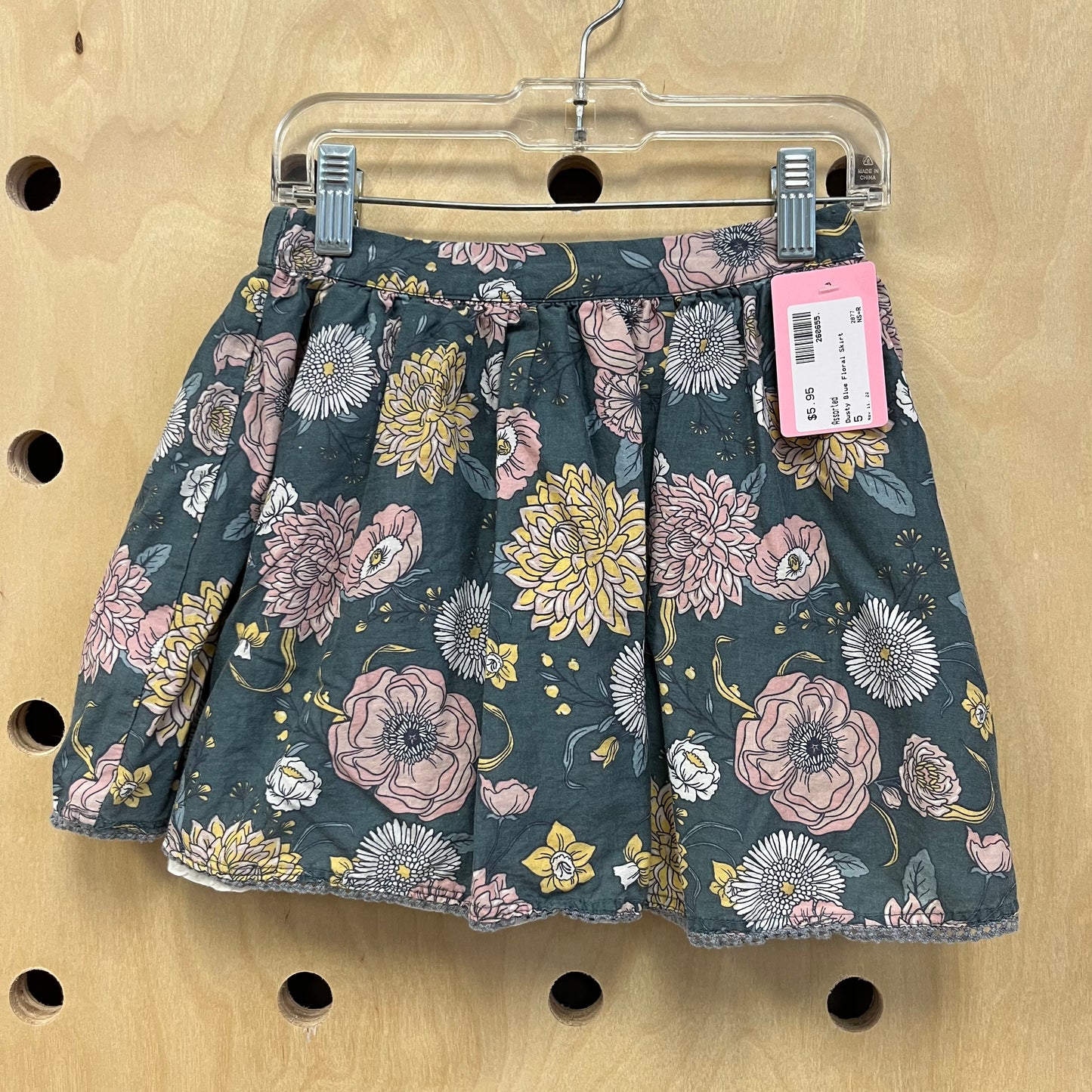 Dusty Blue Floral Skirt
