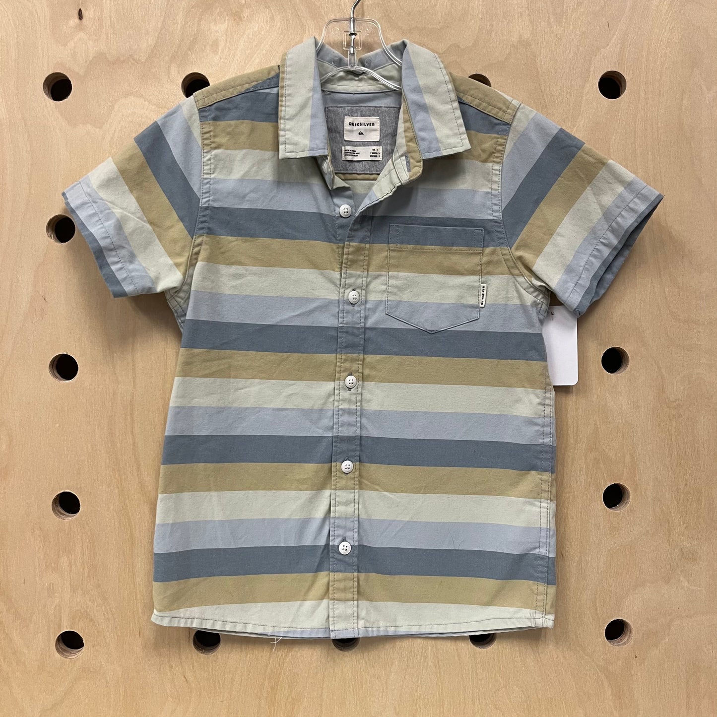 Blue & Green Striped Button Up