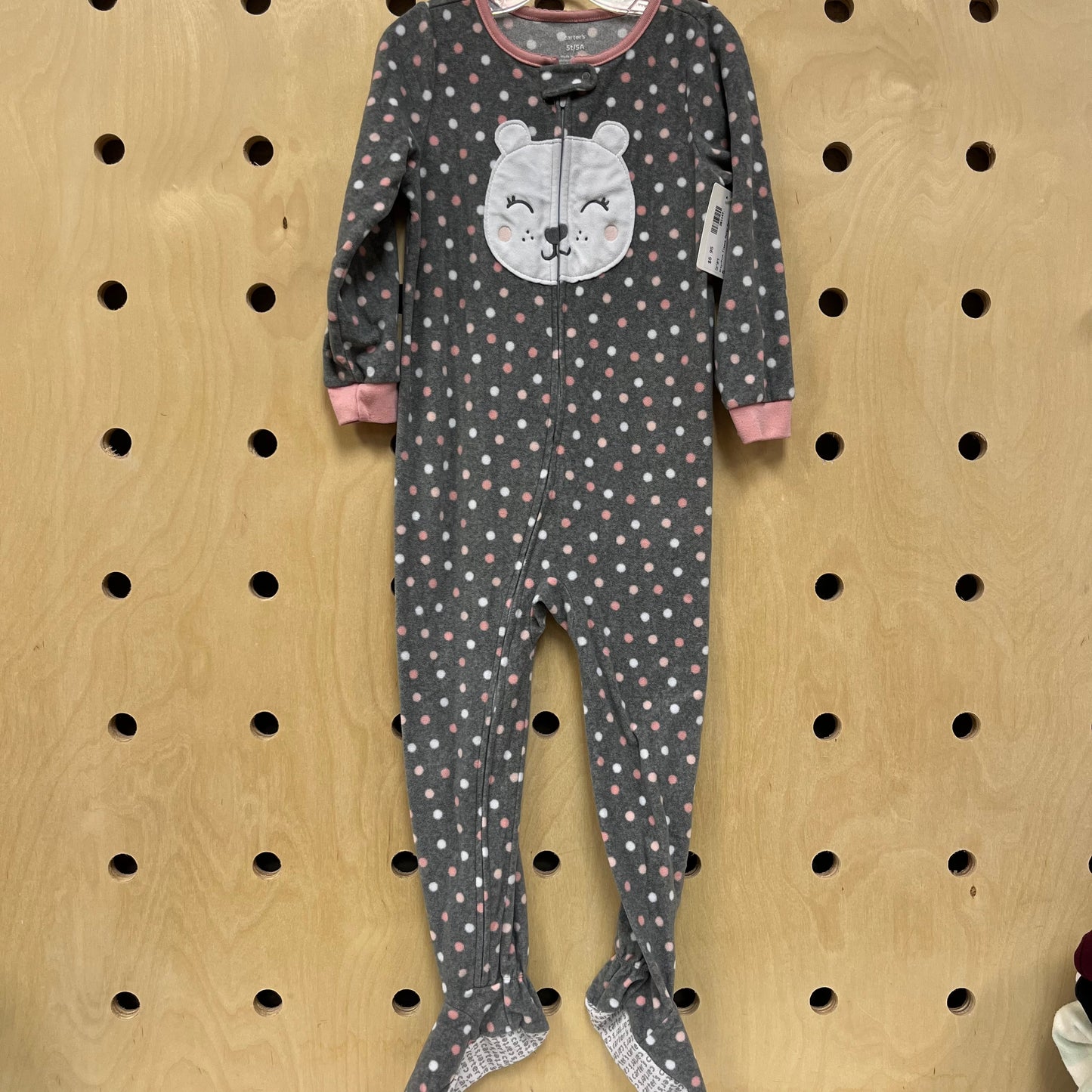 Grey/Pink Fleece Polar Footies