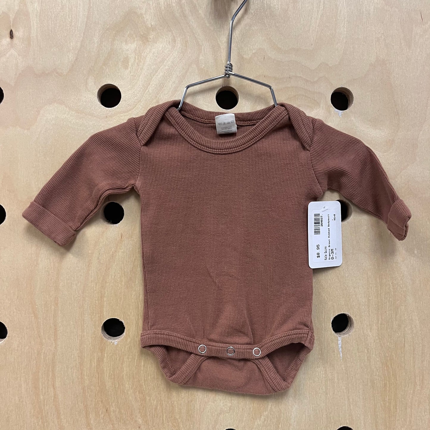Organic Brown Ribbed Bodysuit