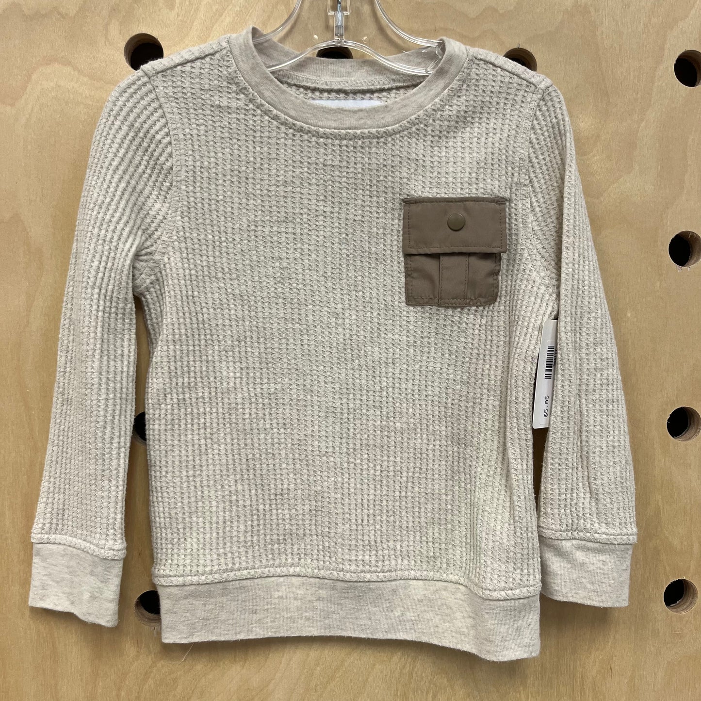 Oat Waffle Knit LS Pocket Tee