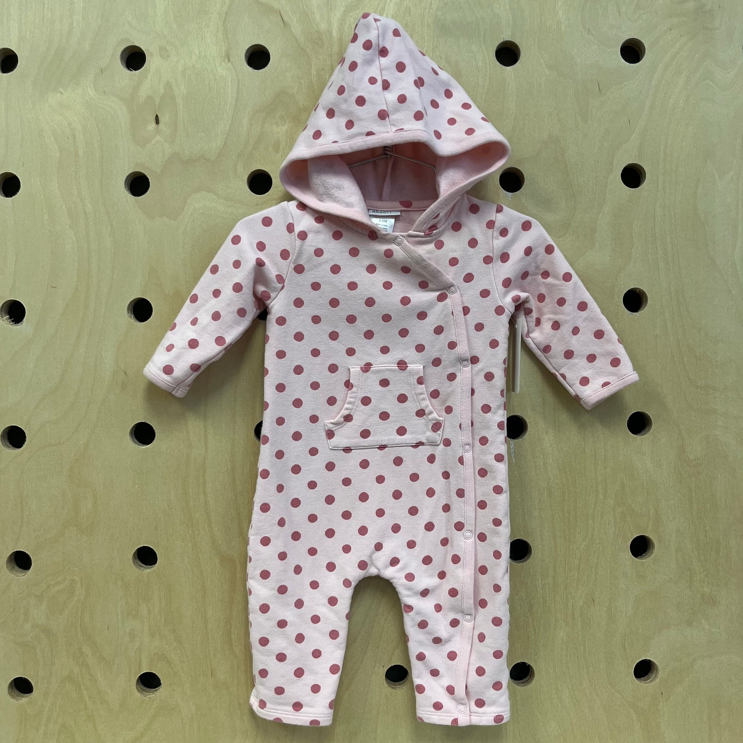 Pink Polka Dot Hooded Romper