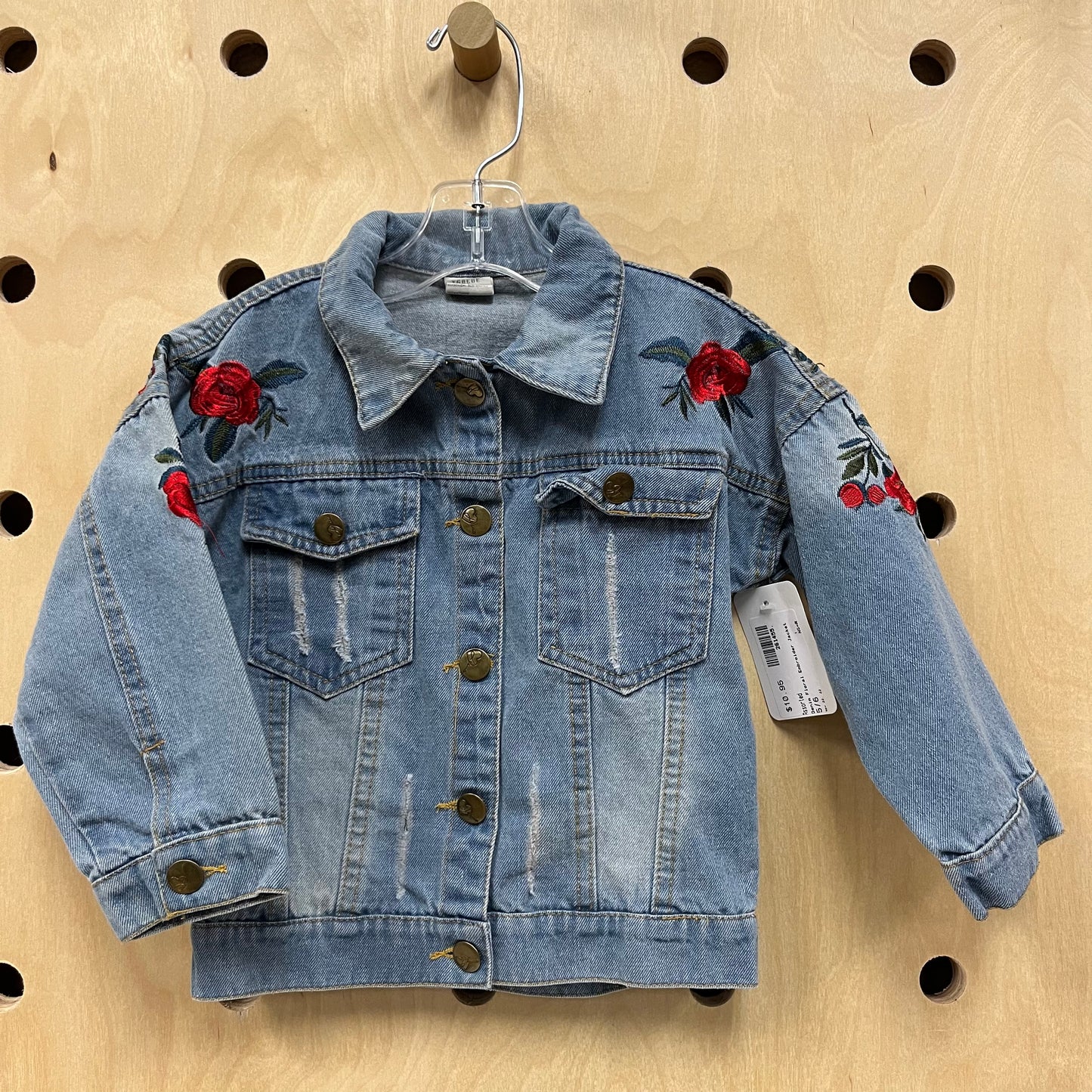 Denim Floral Embroidered Jacket