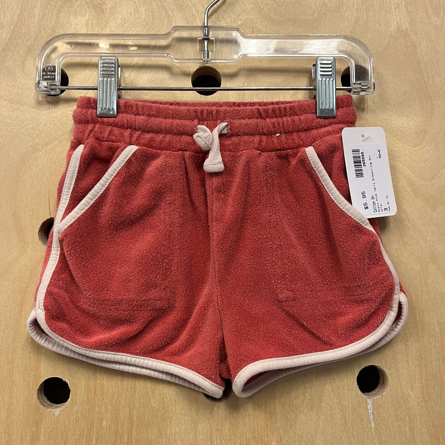 Dusty Pink Terry Drawstring Shorts