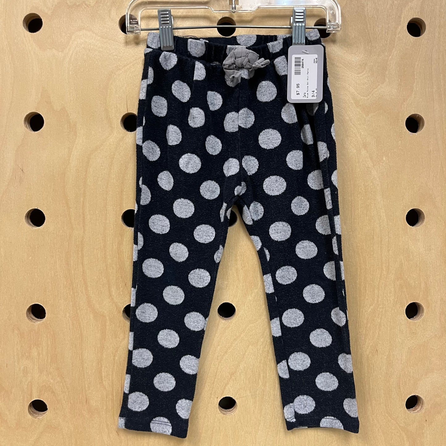 Blue Polka Dot Knit Pants