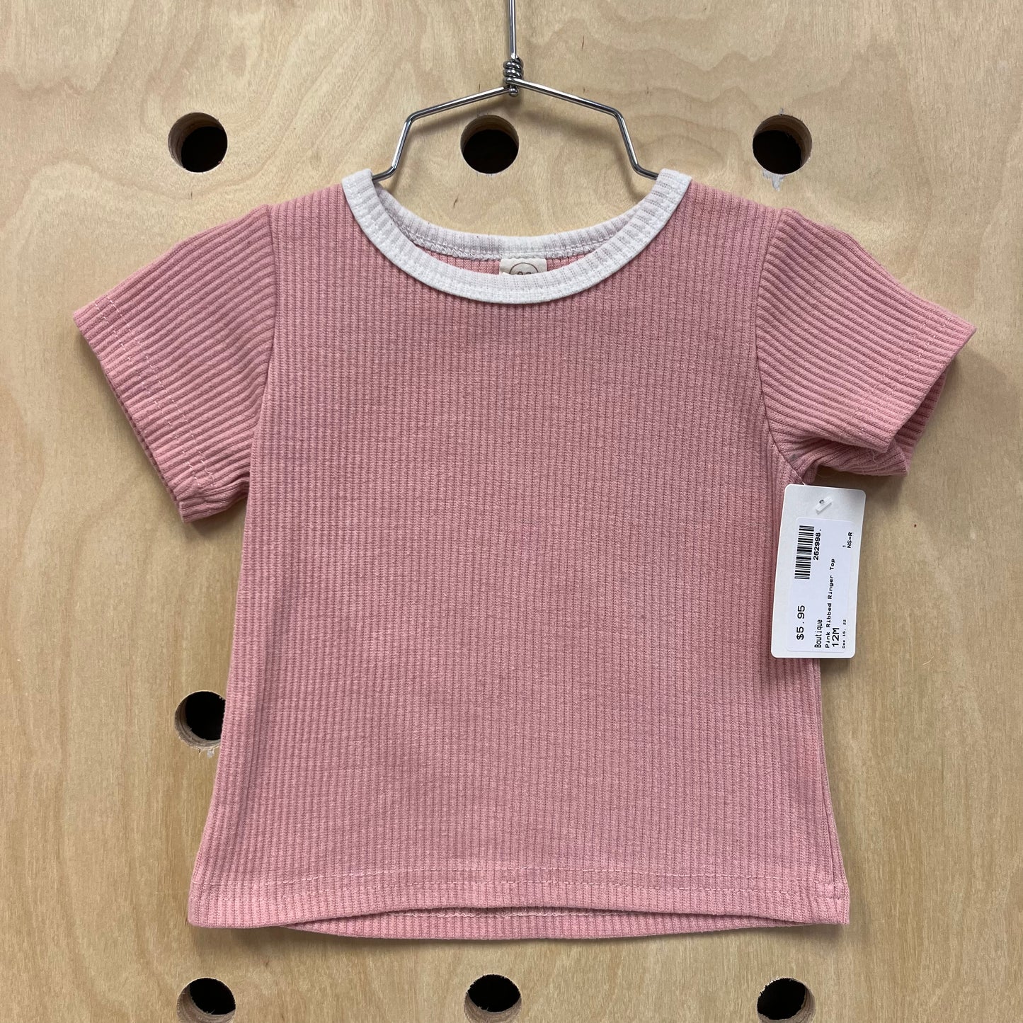 Pink Ribbed Ringer Top