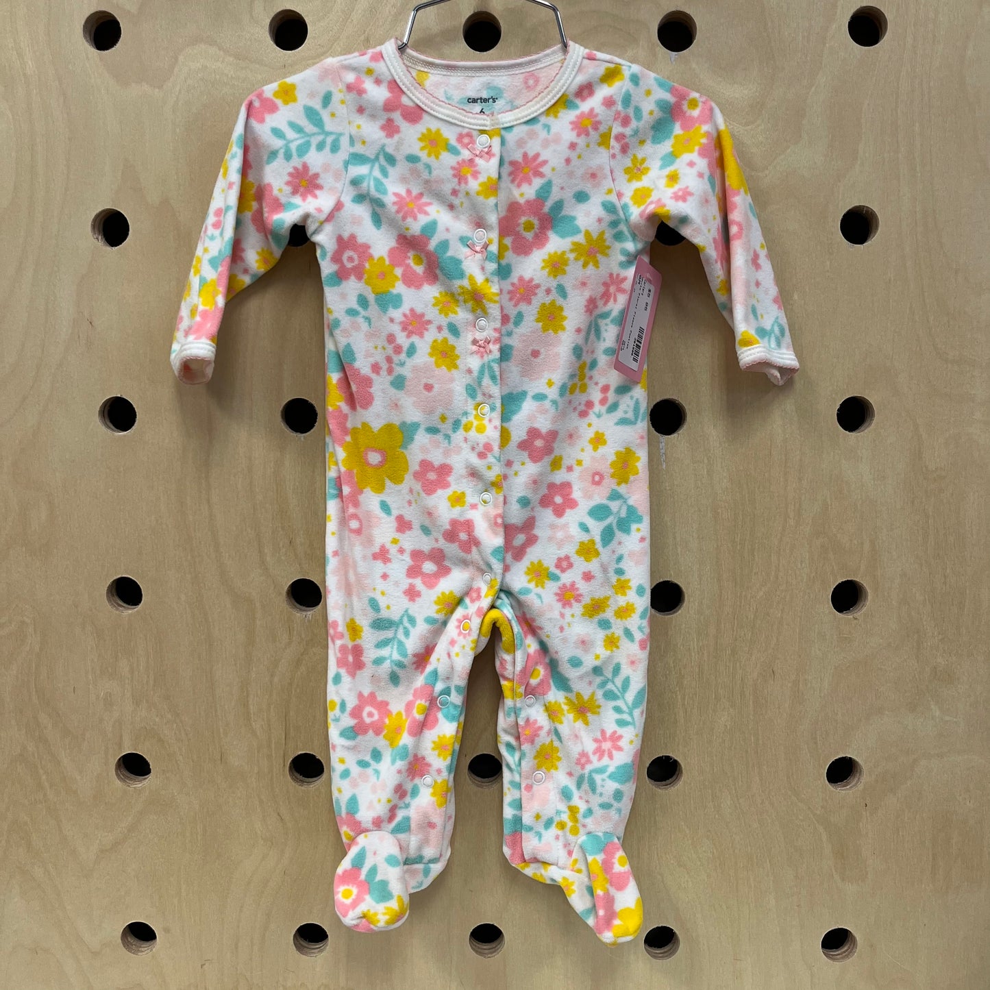 White Floral Fleece Footies