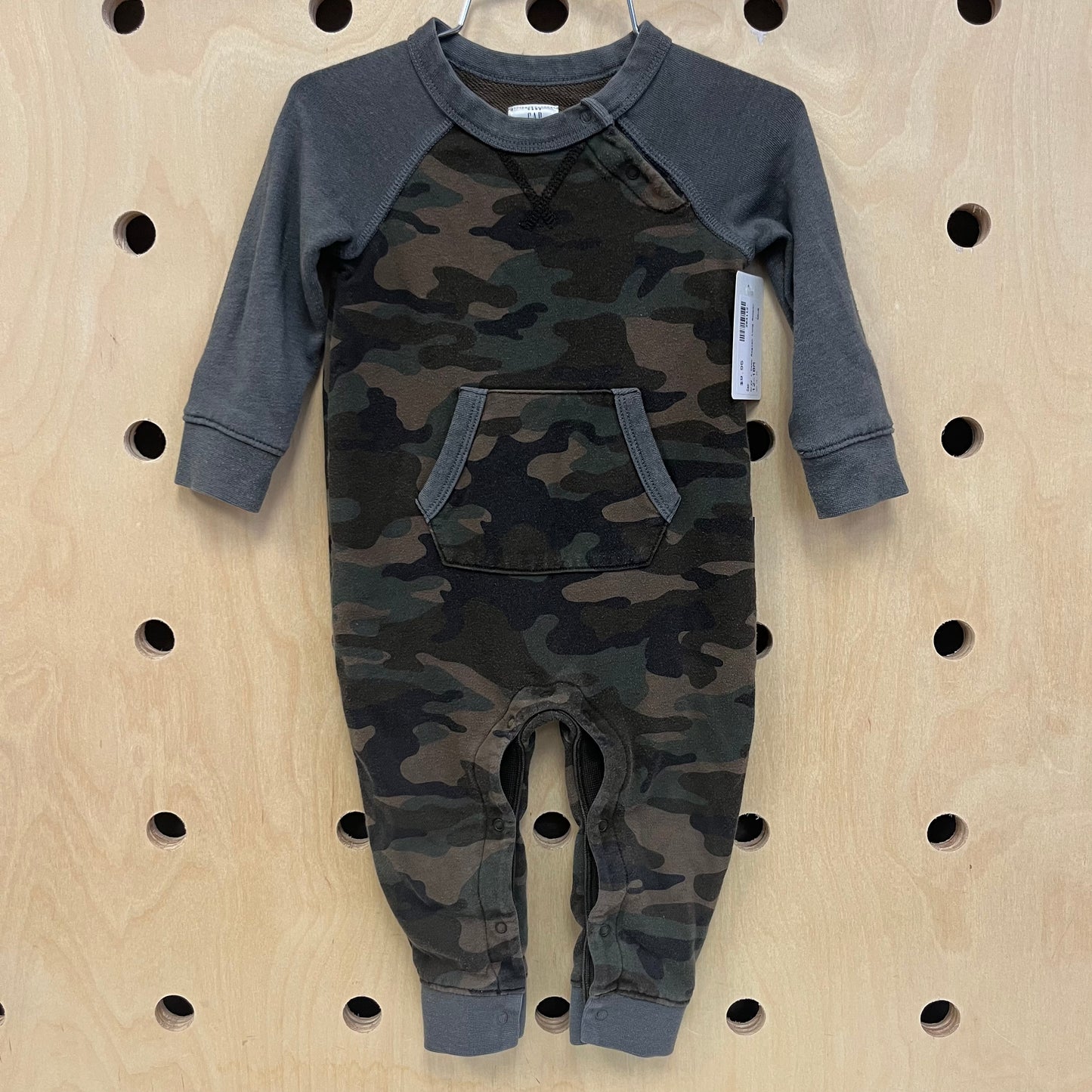 Grey + Camo Raglan Long Romper