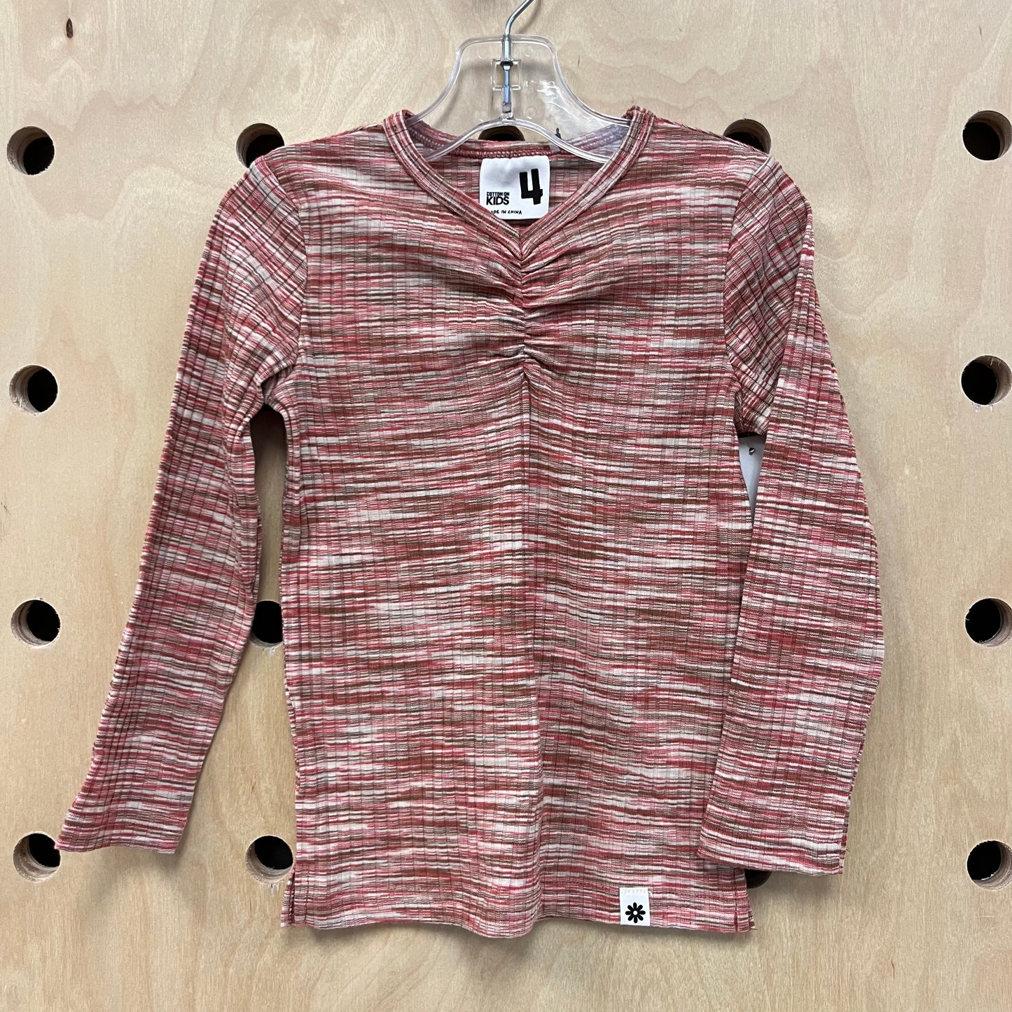 Brown + Pink Ribbed Top NEW!