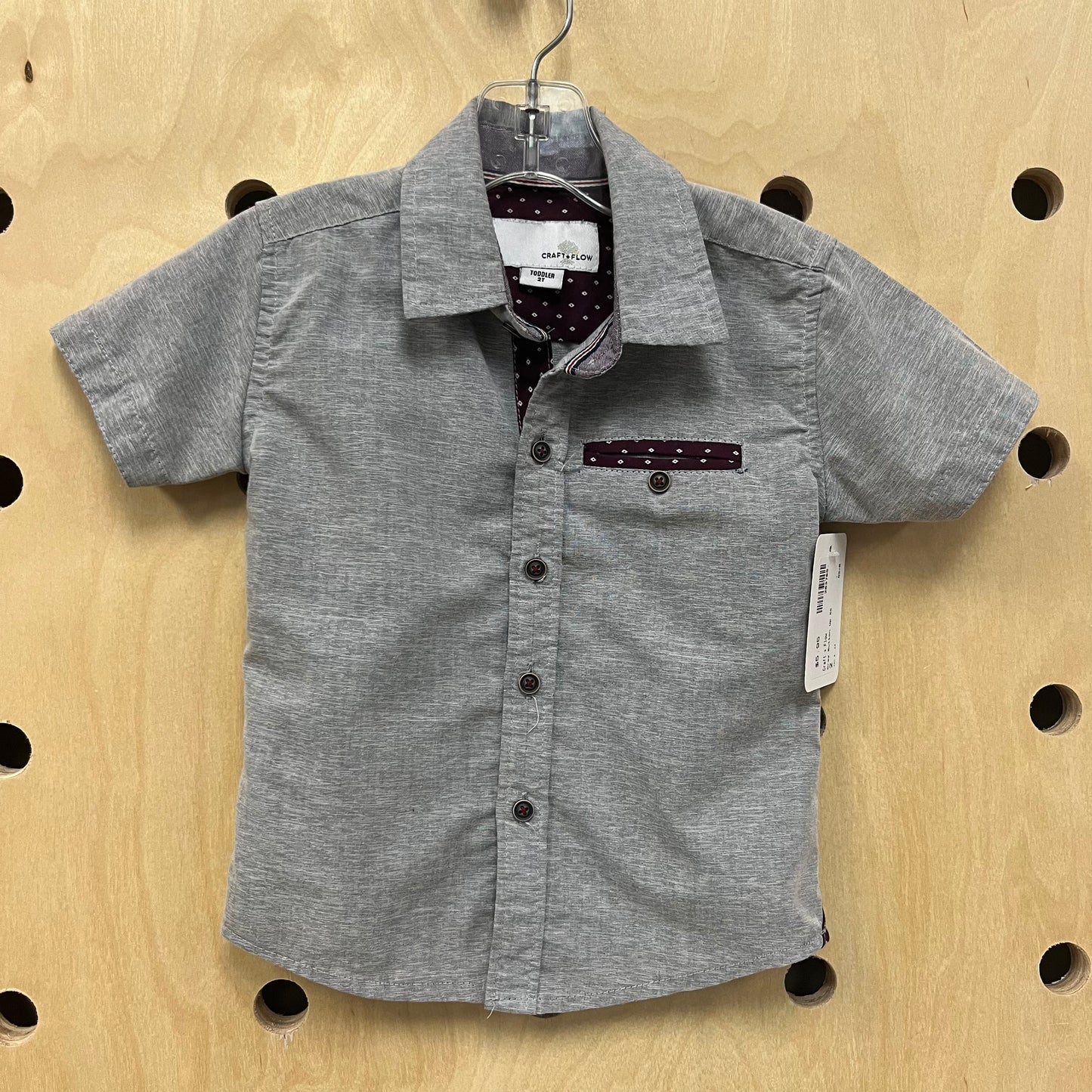 Grey Button Up SS