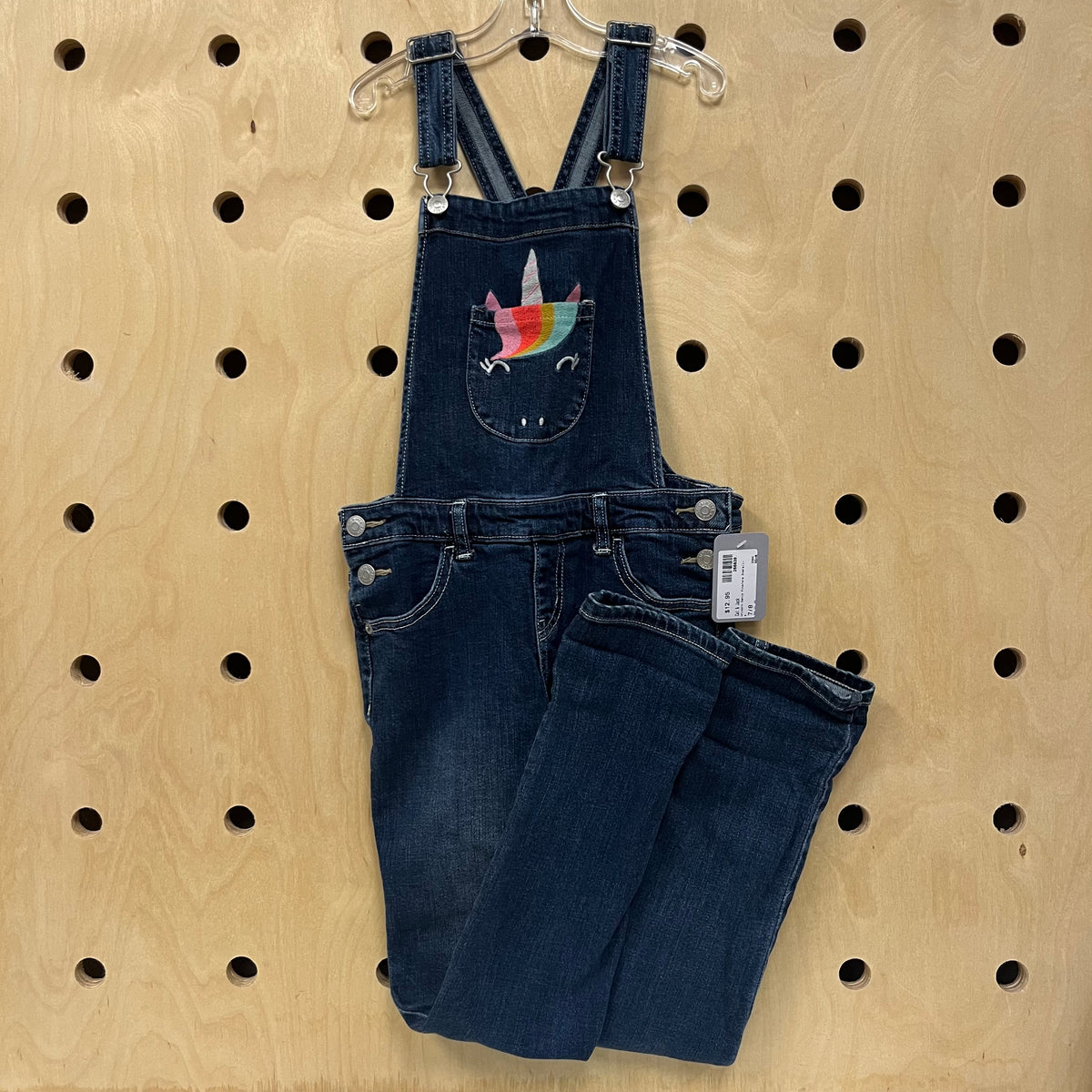 Unicorn Denim Pinafore Overalls