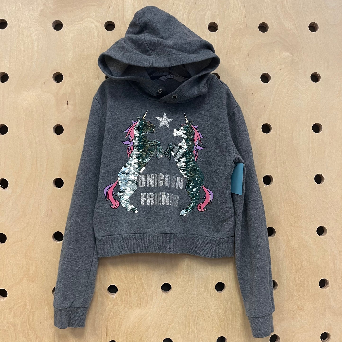 Unicorn Grey Cropped Hoodie