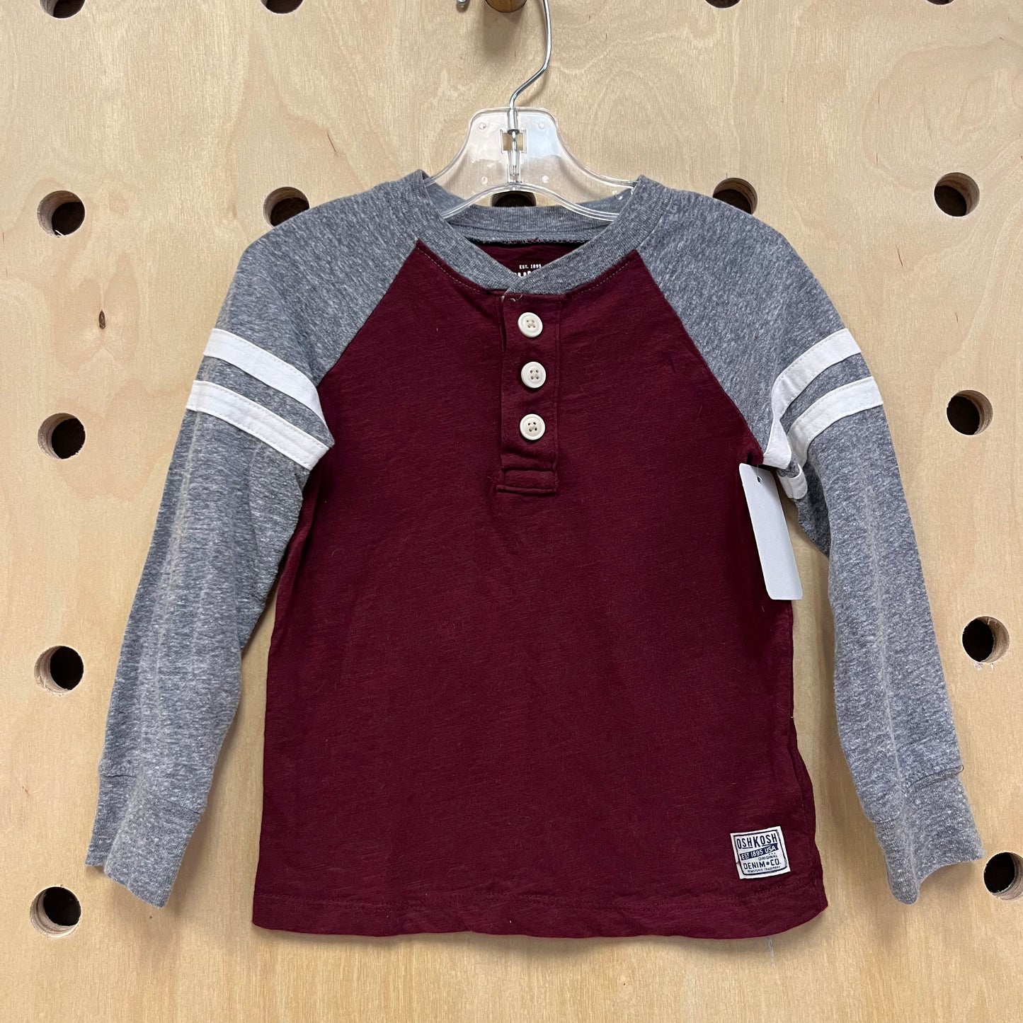 Grey & Burgundy LS Ringer
